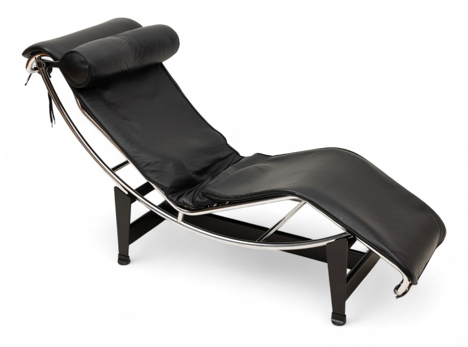 Le Corbusier (Swiss-French, 1887-1965) LC4 Leather And Chrome Lounge Chair: Le Corbusier (Swiss-French, 1887-1965) LC4 Leather And Chrome Lounge Chair Padded leather cushion and headrest on chrome frame. Padded leather cushion and headrest on chrome frame. Marked Cassina LC4,