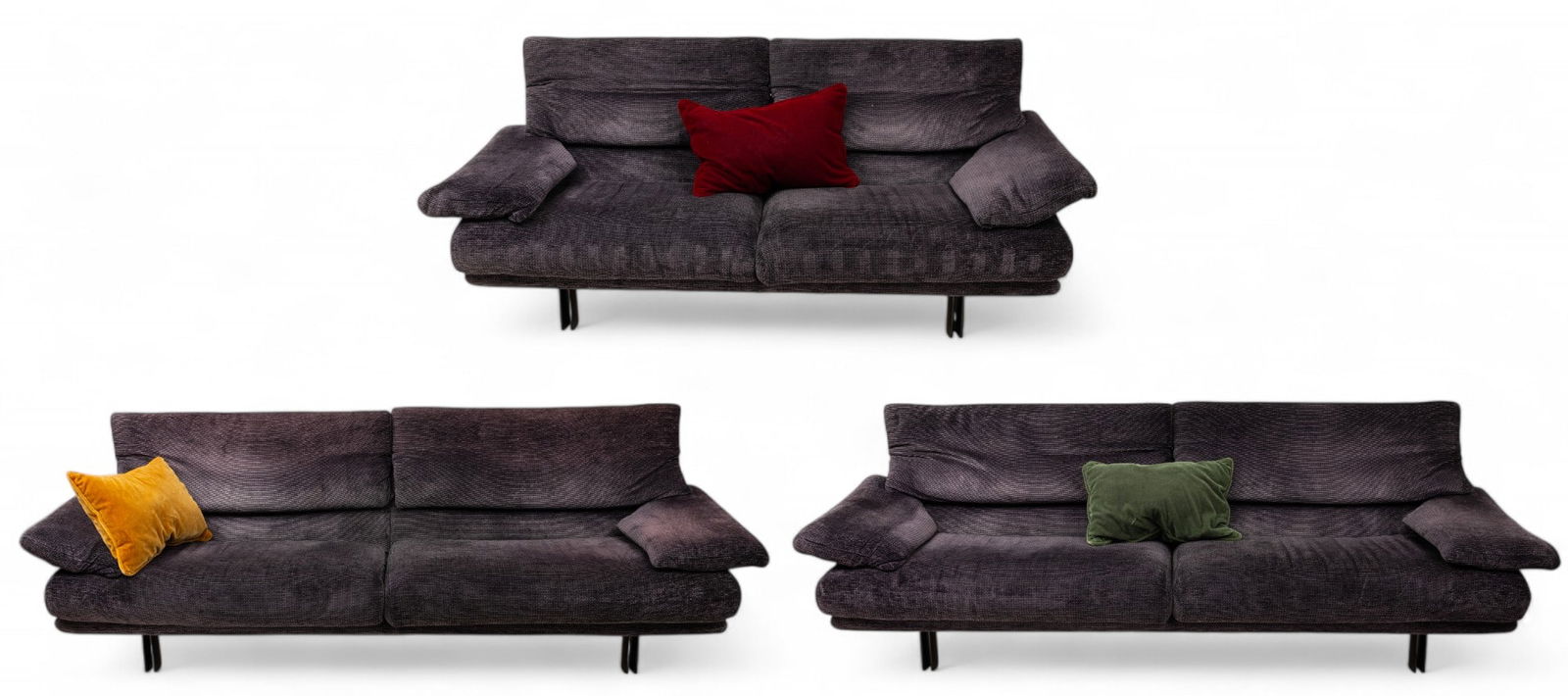 Paolo Piva (Austrian, 1950-2017) for B+B Italia (Italy), Mid Century Modern Upholstered Alanda Sofas: Paolo Piva (Austrian, 1950-2017) for B+B Italia (Italy), Mid Century Modern Upholstered Alanda Sofas H 39" W 99" L 35" 3 PCS Comprising of two upholstered sofas and a settee. Provenance: Property fro