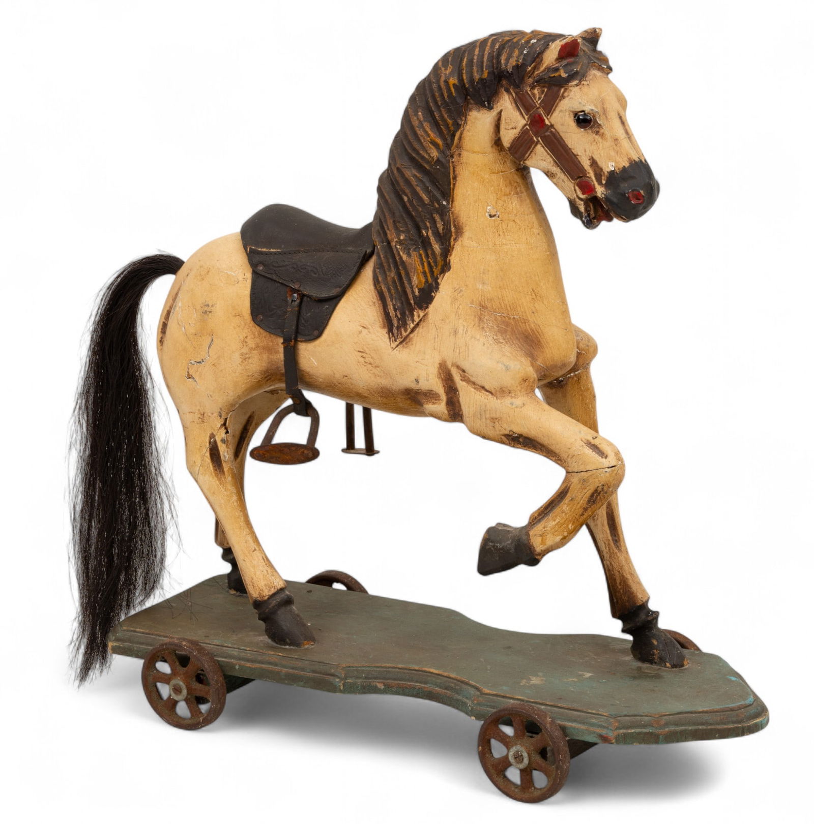 Toy Horse Pull Cart on Metal Wheels 1900, H 20" W 20" (1 of 5)