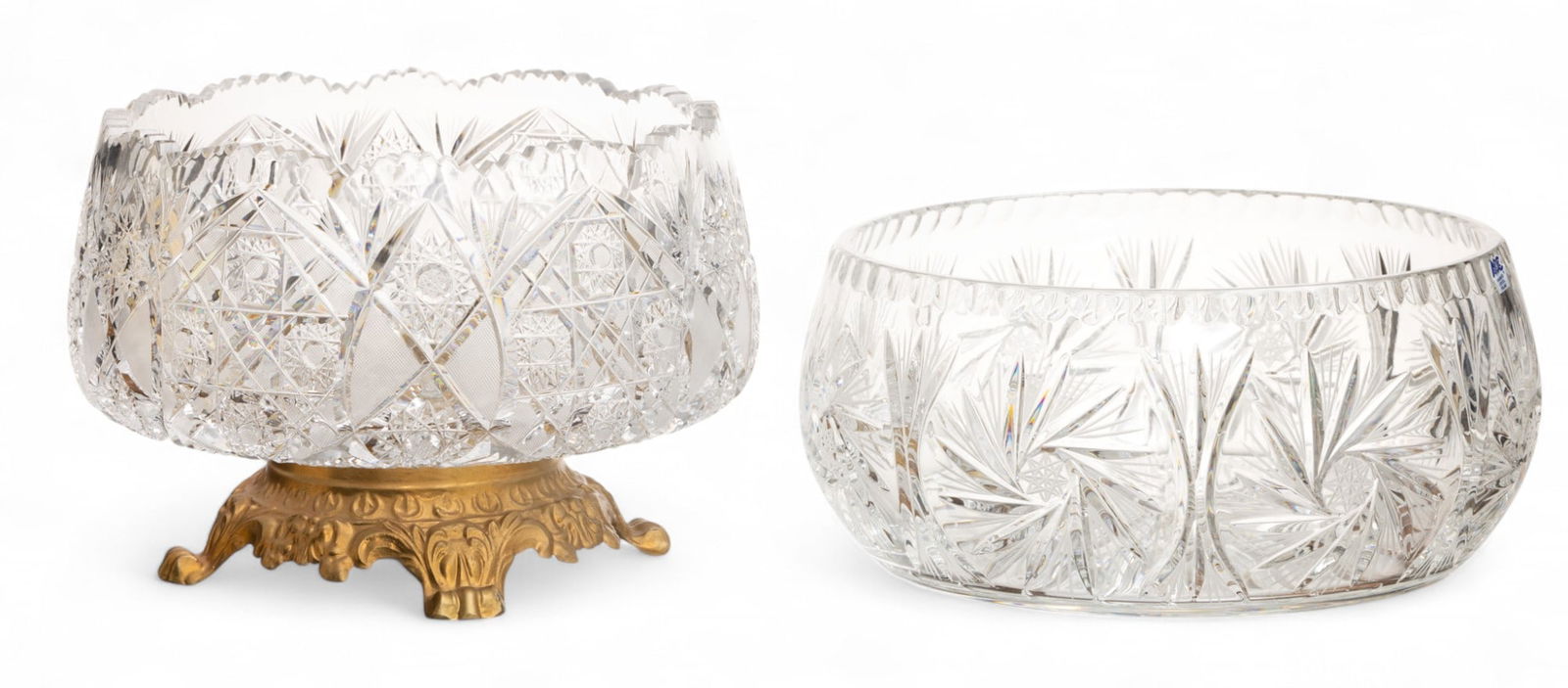 Cut Crystal Large Open Bowls 10", 11" 2 PCS (1 of 3)