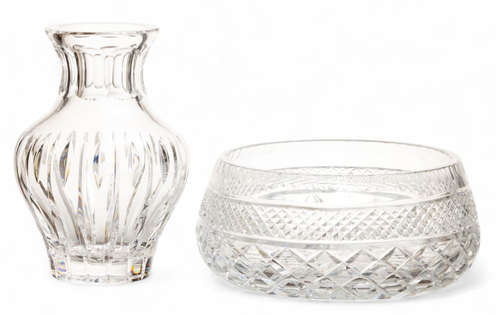 Crystal Vase 8" And Hand Cut Crystal Bowl Dia. 8" 2 PCS (1 of 4)