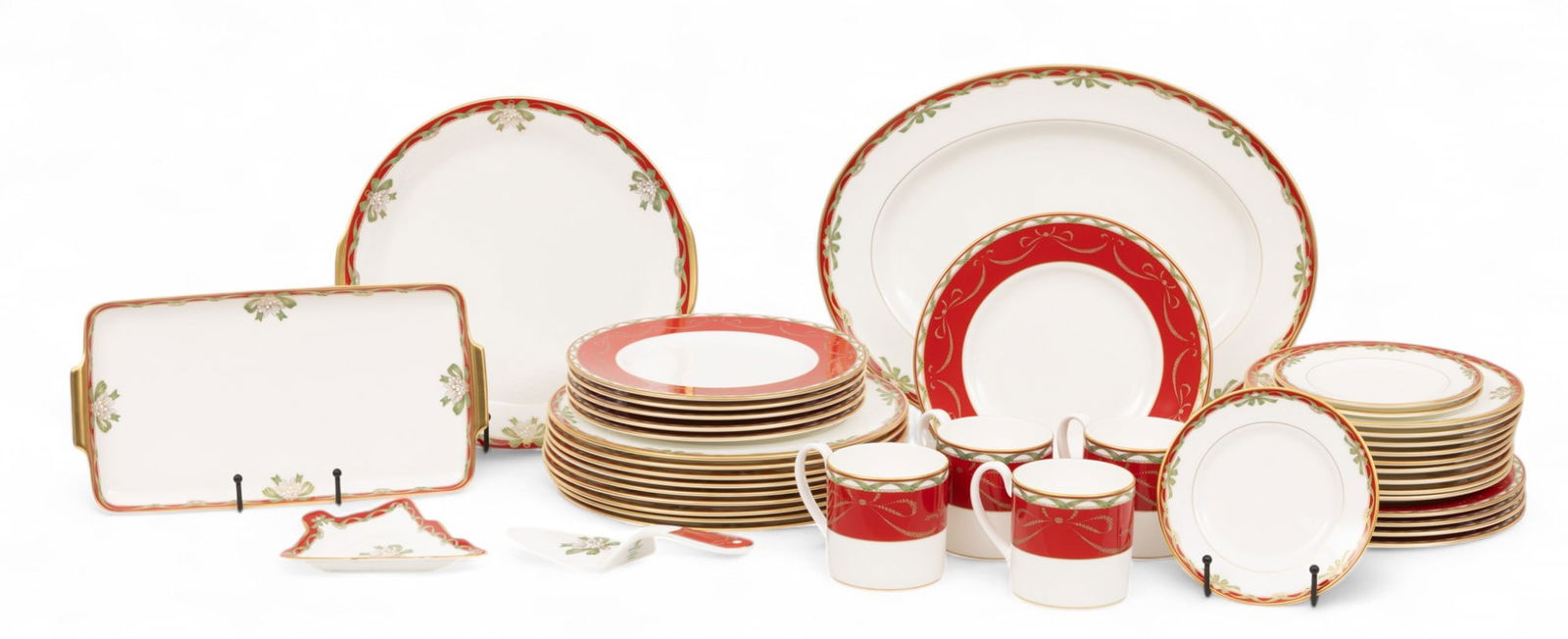 Waterford (Irish,) Holiday Ribbons Pattern Porcelain Partial Dinner Service 39 PCS (1 of 9)