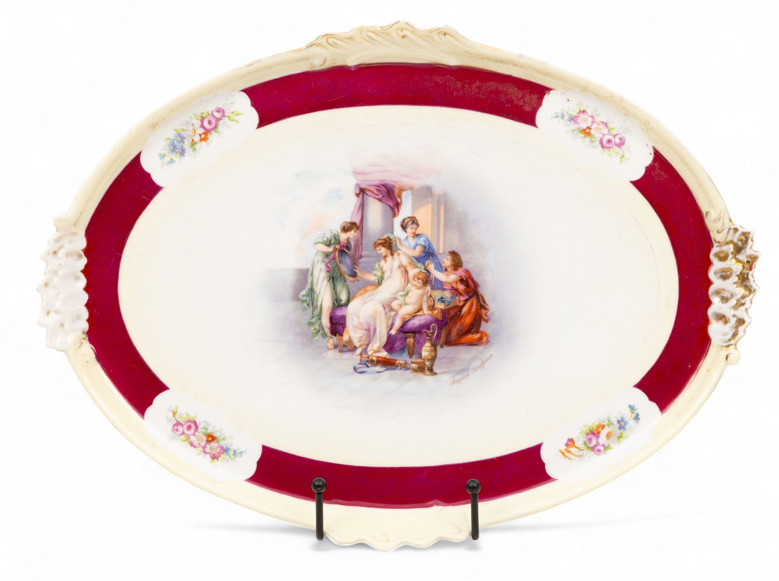 Royal Vienna Porcelain (Austrian) Porcelain Tray, Ca. 1900 - 1915, H 1" W 11" L 15" (1 of 5)
