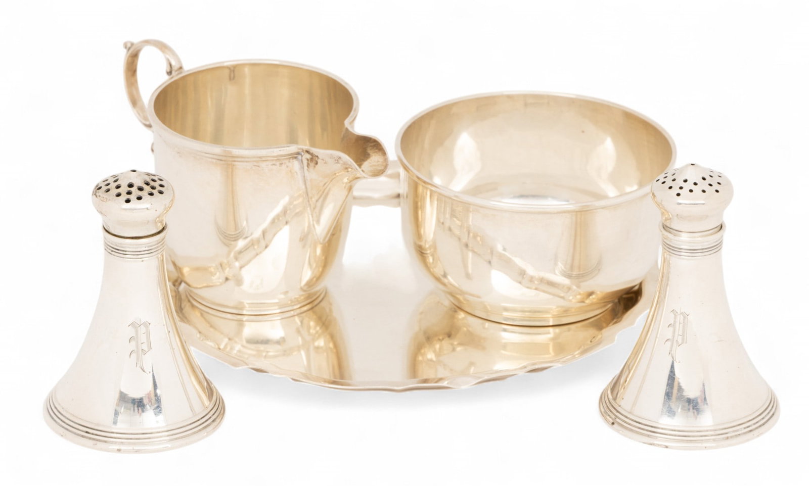 Sterling Silver Tray 6", Creamer Sugar, Salt, Pepper 10.09 t oz 5 PCS (1 of 4)