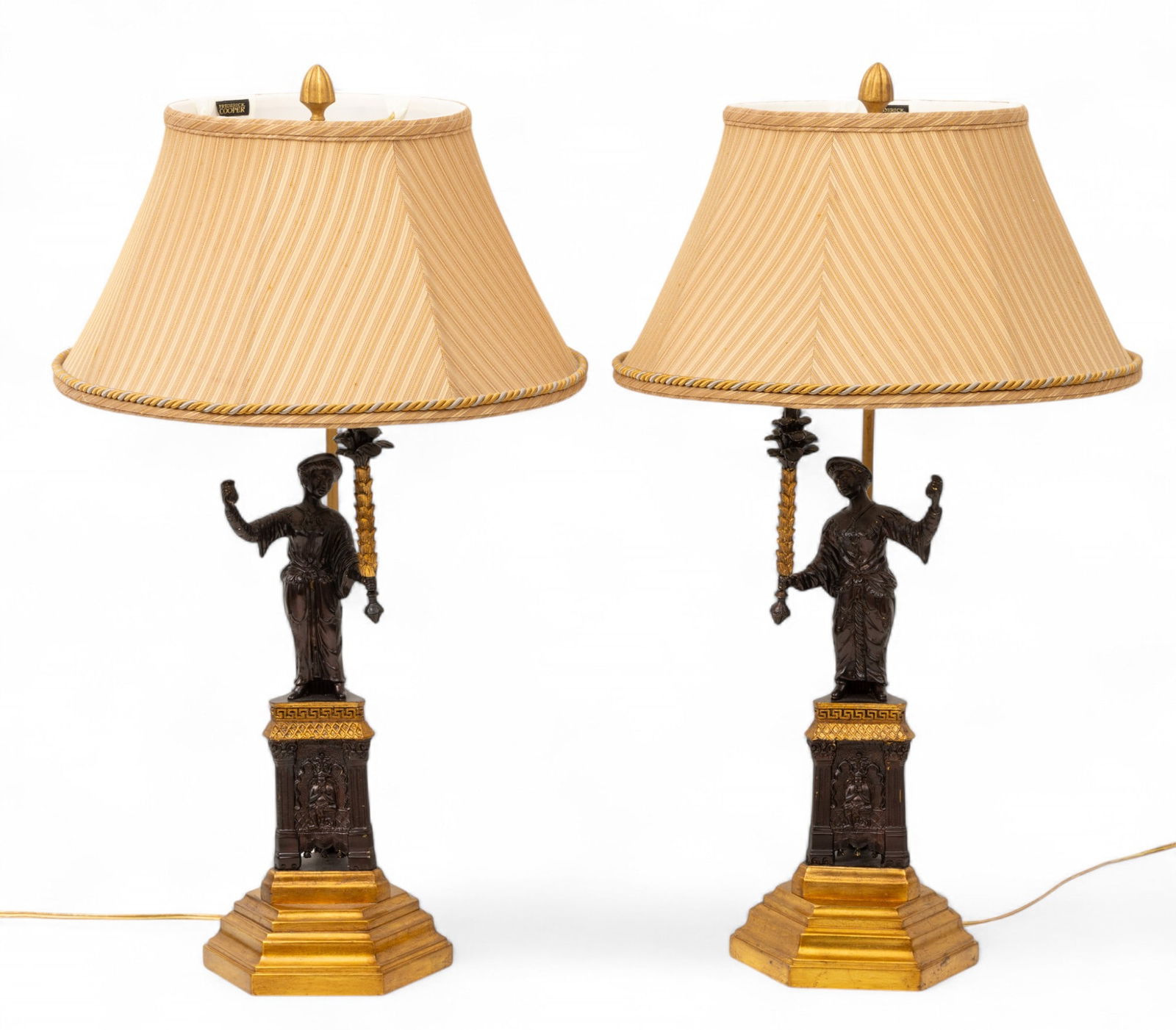 Pair of Frederick Cooper Patinated Metal Figural Table Lamps, H 28" W 17" L 17" 2 PCS: Pair of Frederick Cooper Patinated Metal Figural Table Lamps, H 28" W 17" L 17" 2 PCS Dimensions: 2 PCS x H 28" W 17" L 17"