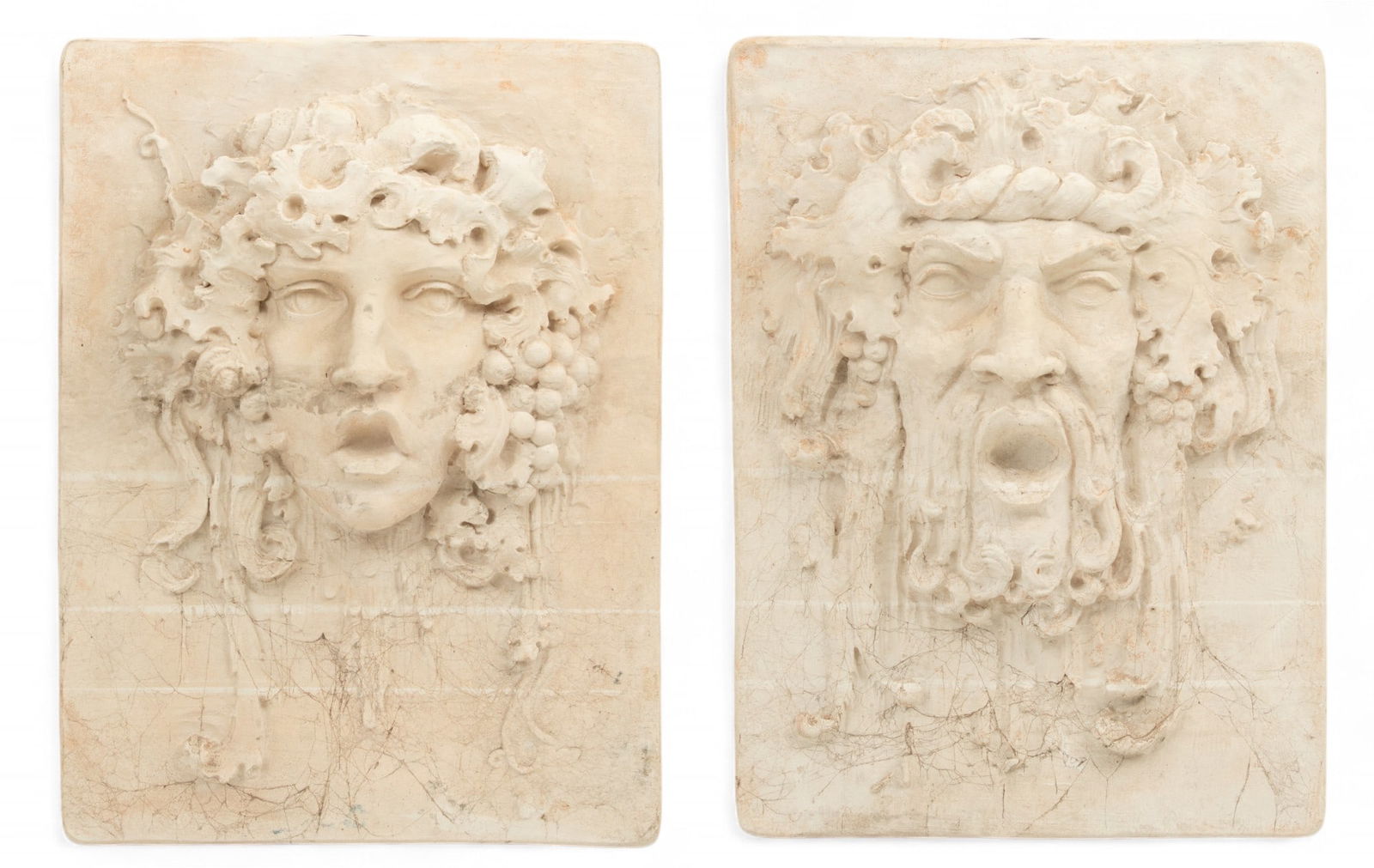 Inspired from Antiquity Cast Concrete Plaques Late 20th C., H 26" W 19" 1 PAIR (1 of 5)
