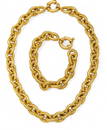 18K Yellow Gold Necklace 17" & Bracelet 8" 149 g 2 PCS