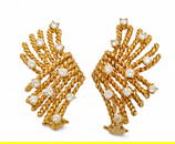 Tiffany Schlumberger 18K Gold And Diamonds Ear Clips W 1.2" 13 g 1 PAIR