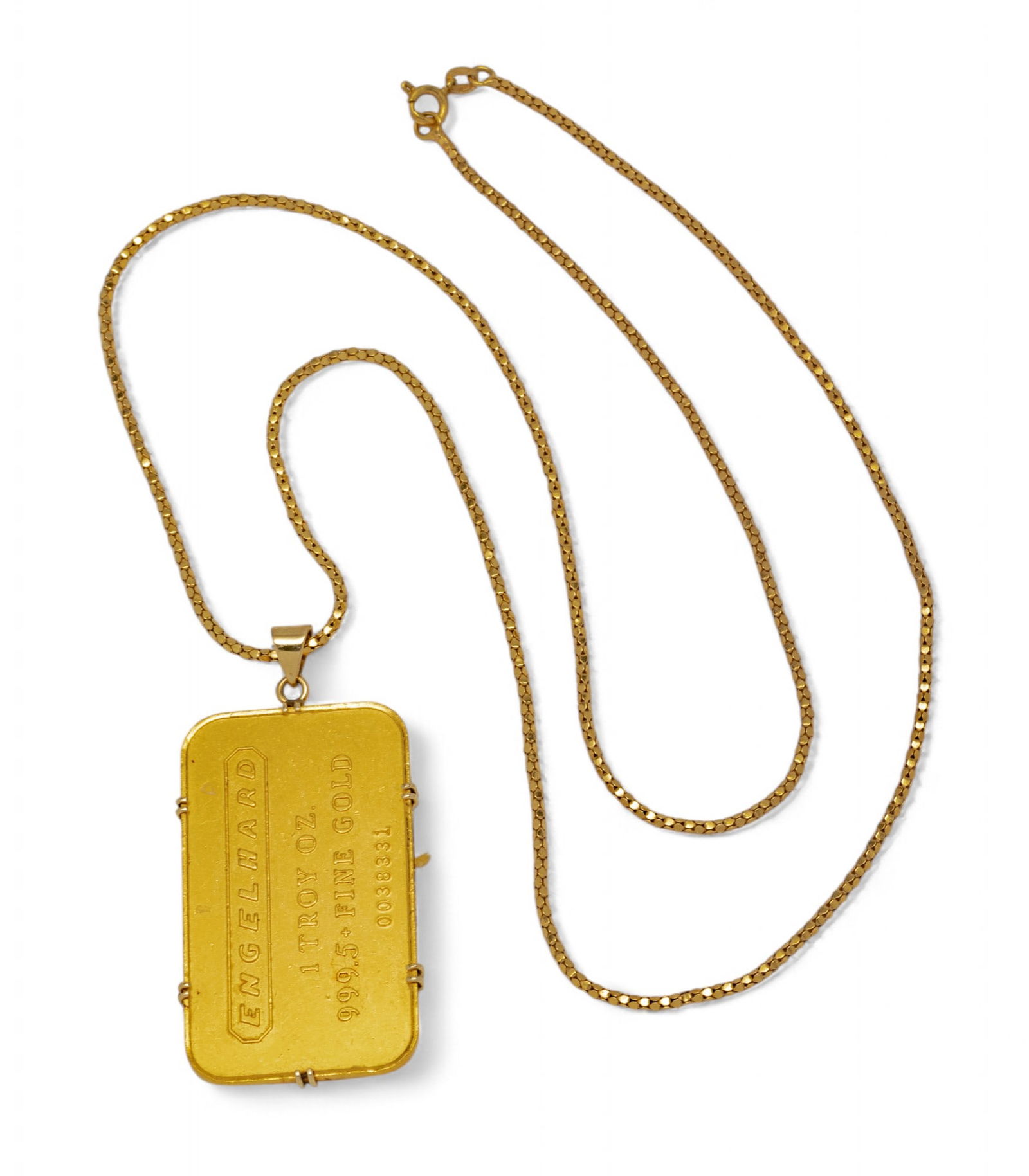 Englehard 1 Troy Oz 999.5 Fine Gold Bar on 18K Gold Chain 44 g 1 PC (1 of 7)