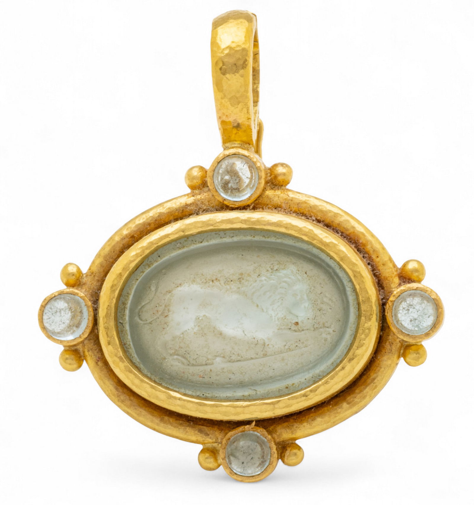 Elizabeth Locke (American, Est. 1988) 19K Gold And Lion over Mother of Pearl Pendant W 1.3" 16 g (1 of 7)