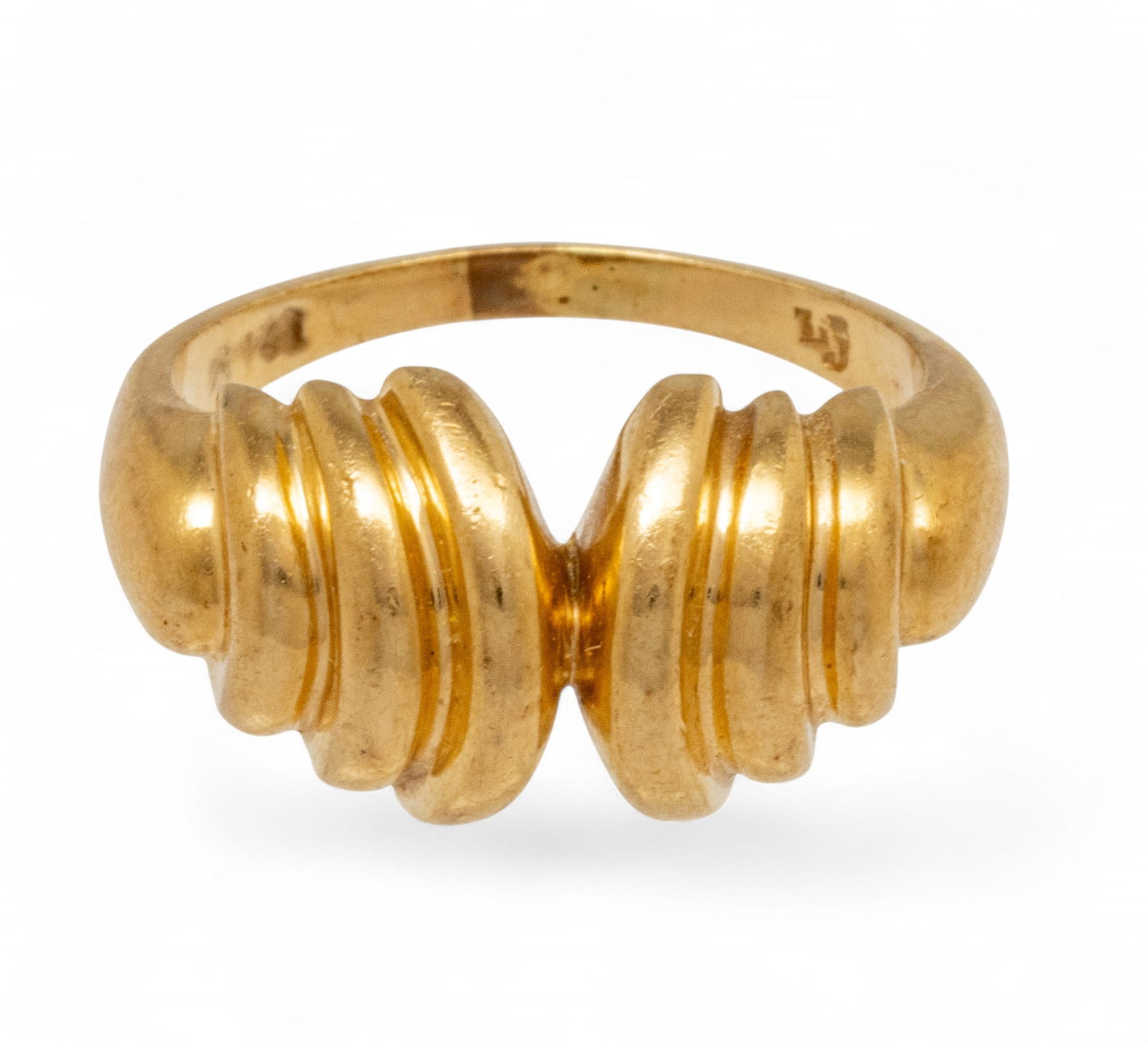 14k Yellow Gold Friendship Ring by LJ, Size 8, 1960, 6 g 1 PC (1 of 6)