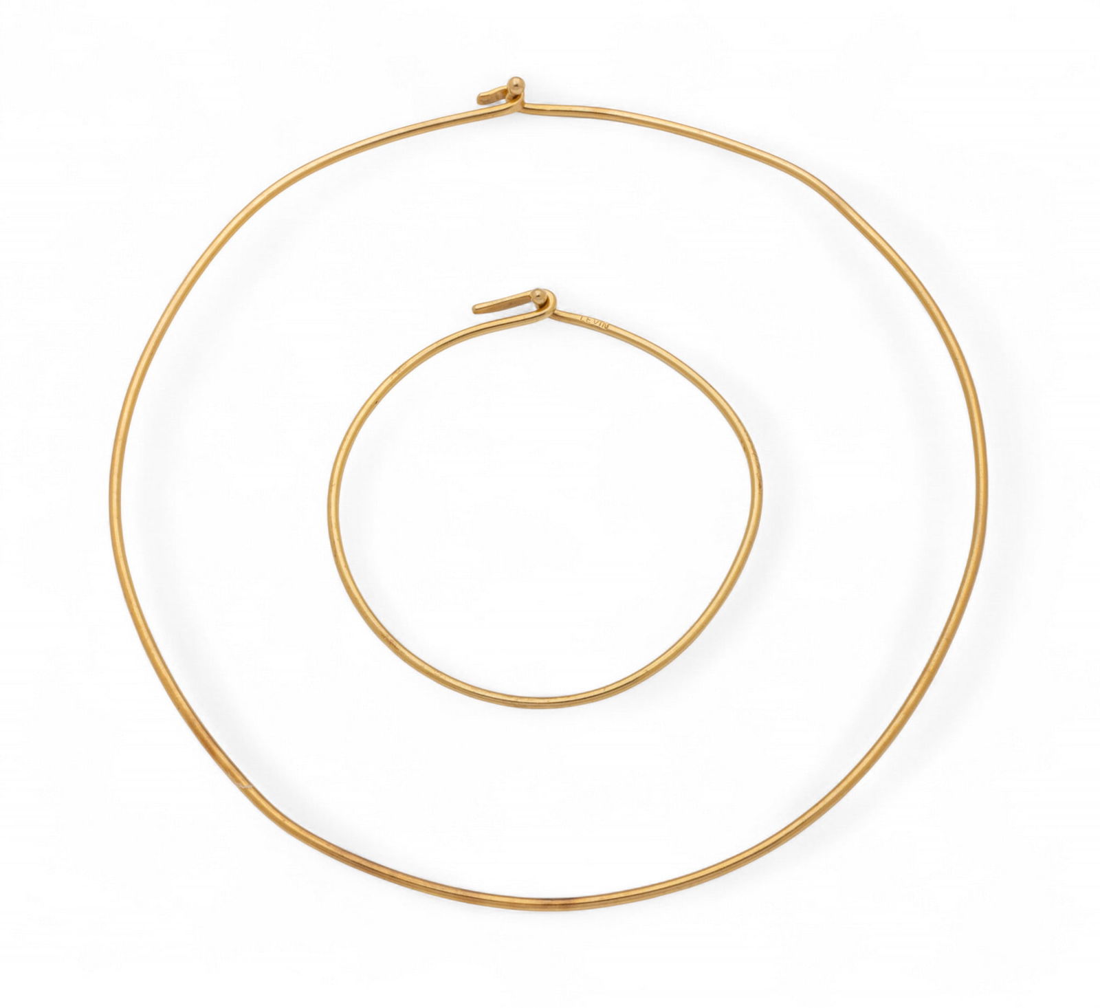 Ed Levin Jewelry Design 14K Yellow Gold Necklace And Bracelet L 14.5" 17 g: Ed Levin Jewelry Design 14K Yellow Gold Necklace And Bracelet L 14.5" 17 g Matching. Only the bracelet is marked "Levin". Bracelet size 6.5. Necklace L 14.5. Provenance: Collection of Fra