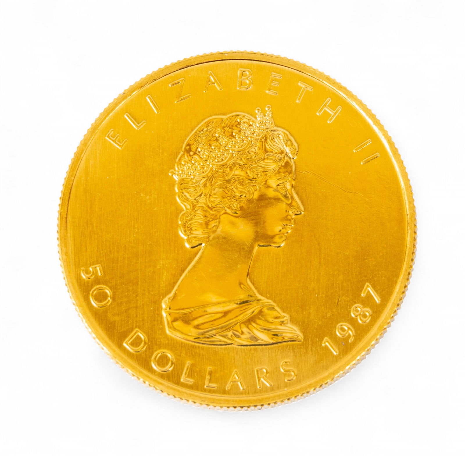 Canadian $50 24k Gold Maple Leaf Coin 1987, 1 t oz (1 of 2)