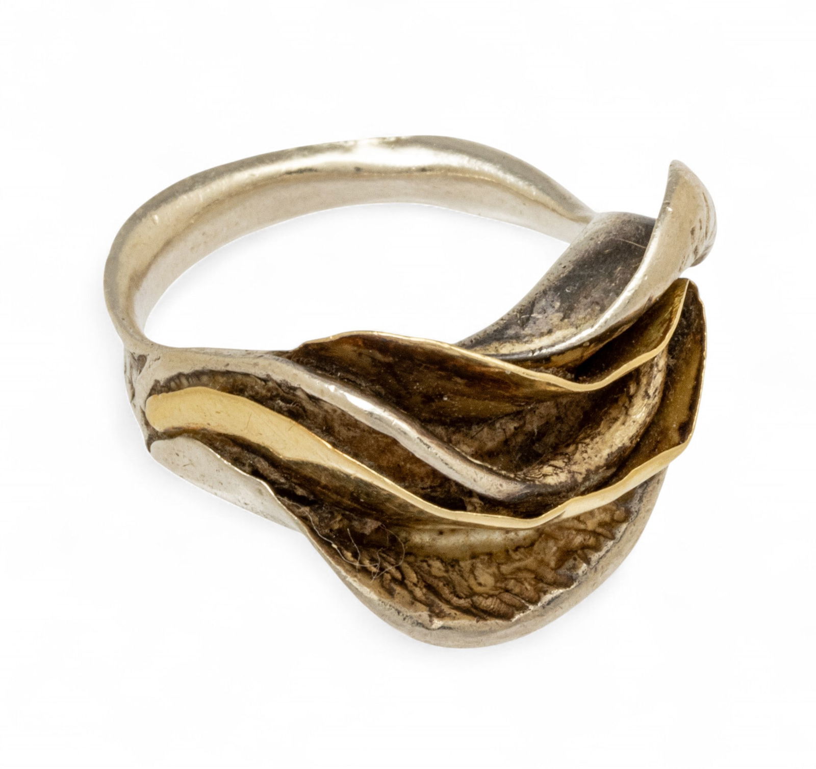 Handmade Sterling And 18K Yellow Gold Ring by JG, Size 9 11 g (1 of 6)