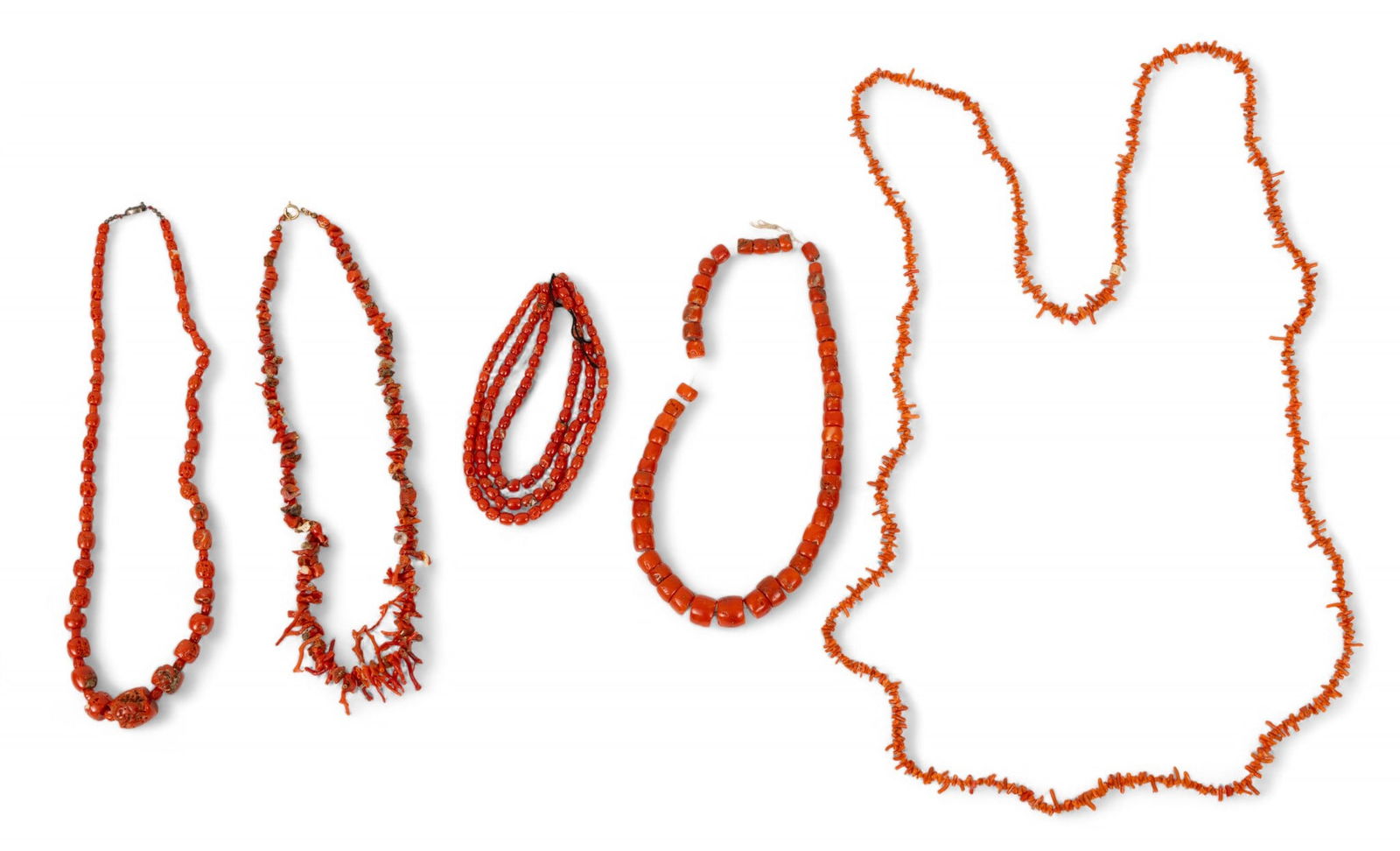 Coral Bead Necklaces And Bracelets 7 PCS (1 of 3)