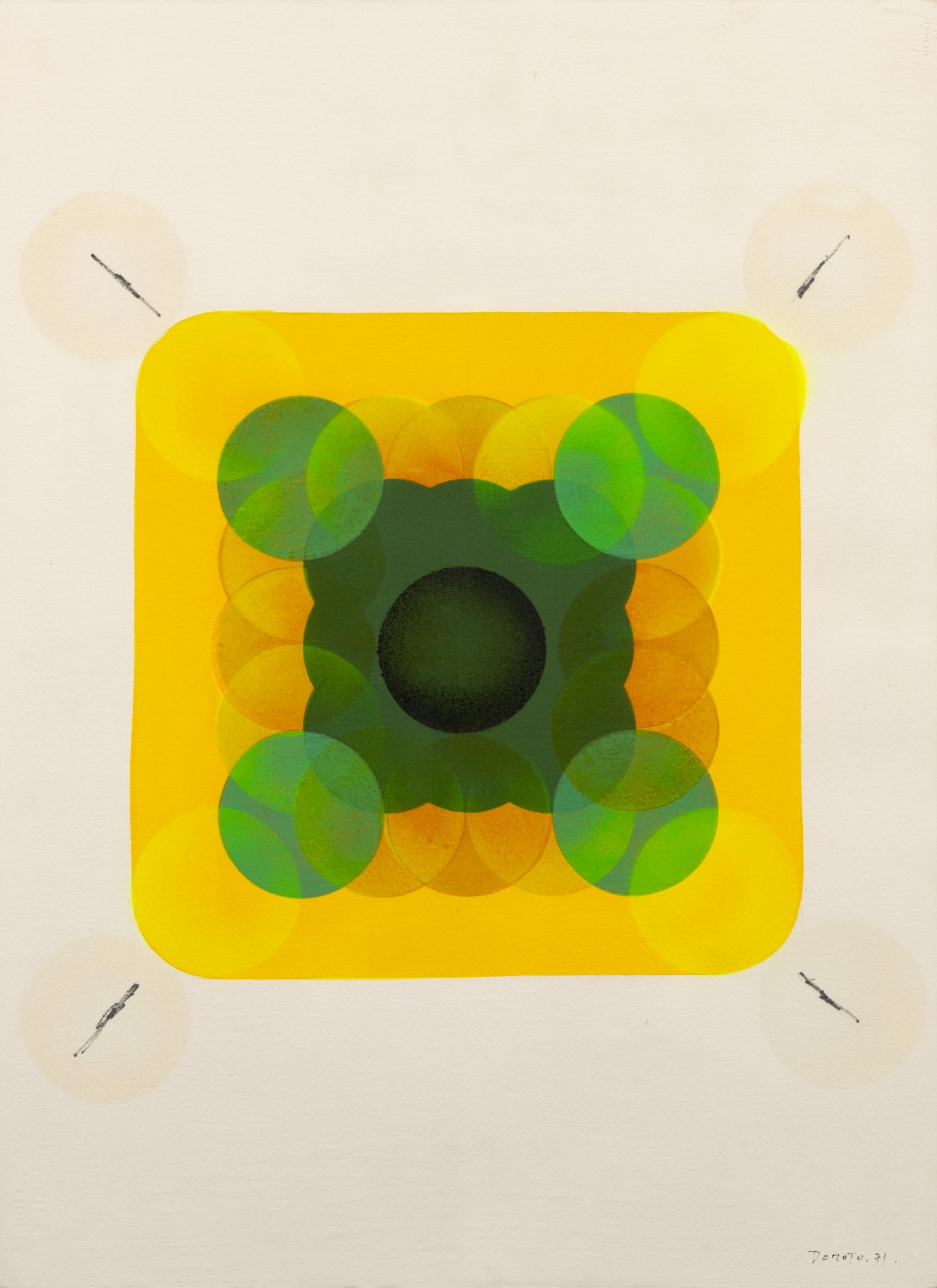 Hisao Domoto (Japanese, 1928-2013) Acrylic on Arches Paper 1971, H 30.5" W 22" Frame Size: H 36" W (1 of 9)