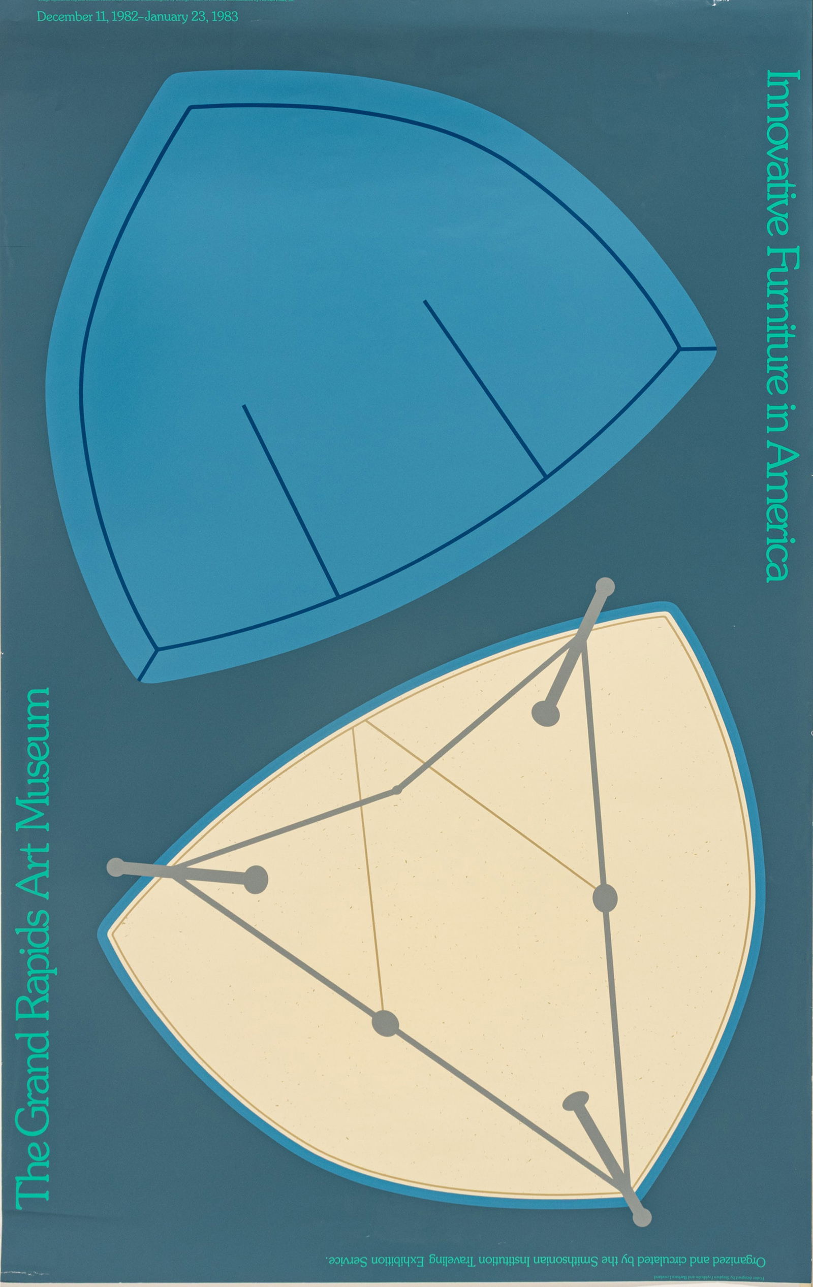 Stephen Frykholm (American, B. 1942) and Barbara Loveland (American, B. 1951) Screenprint on Wove: Stephen Frykholm (American, B. 1942) and Barbara Loveland (American, B. 1951) Screenprint on Wove Paper 1982, 'Innovative Funiture in American Poster', H 27.825" W 39.5" Unframed. Provenance: Grand R