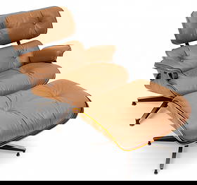 Charles Eames for Herman Miller (American, 1907-1978) Rosewood Veneer, Aluminum, and Leather Swivel: Charles Eames for Herman Miller (American, 1907-1978) Rosewood Veneer, Aluminum, and Leather Swivel Chair and Ottoman, 1970s, 2 PCS An iconic Eames lounge chair first designed in 1956. Having brown le