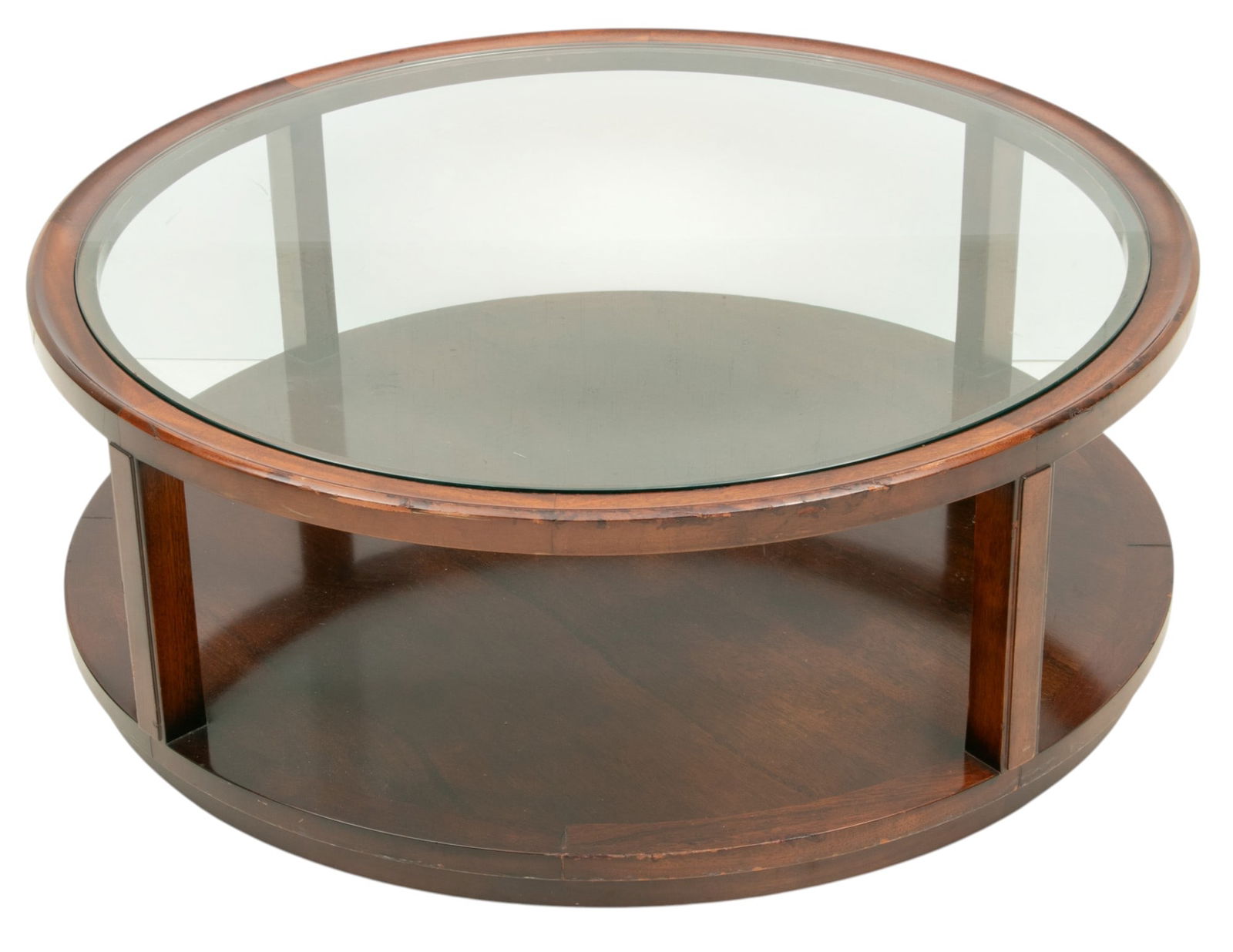 Dunbar Round Glass Top Rosewood Coffee Table (1 of 2)