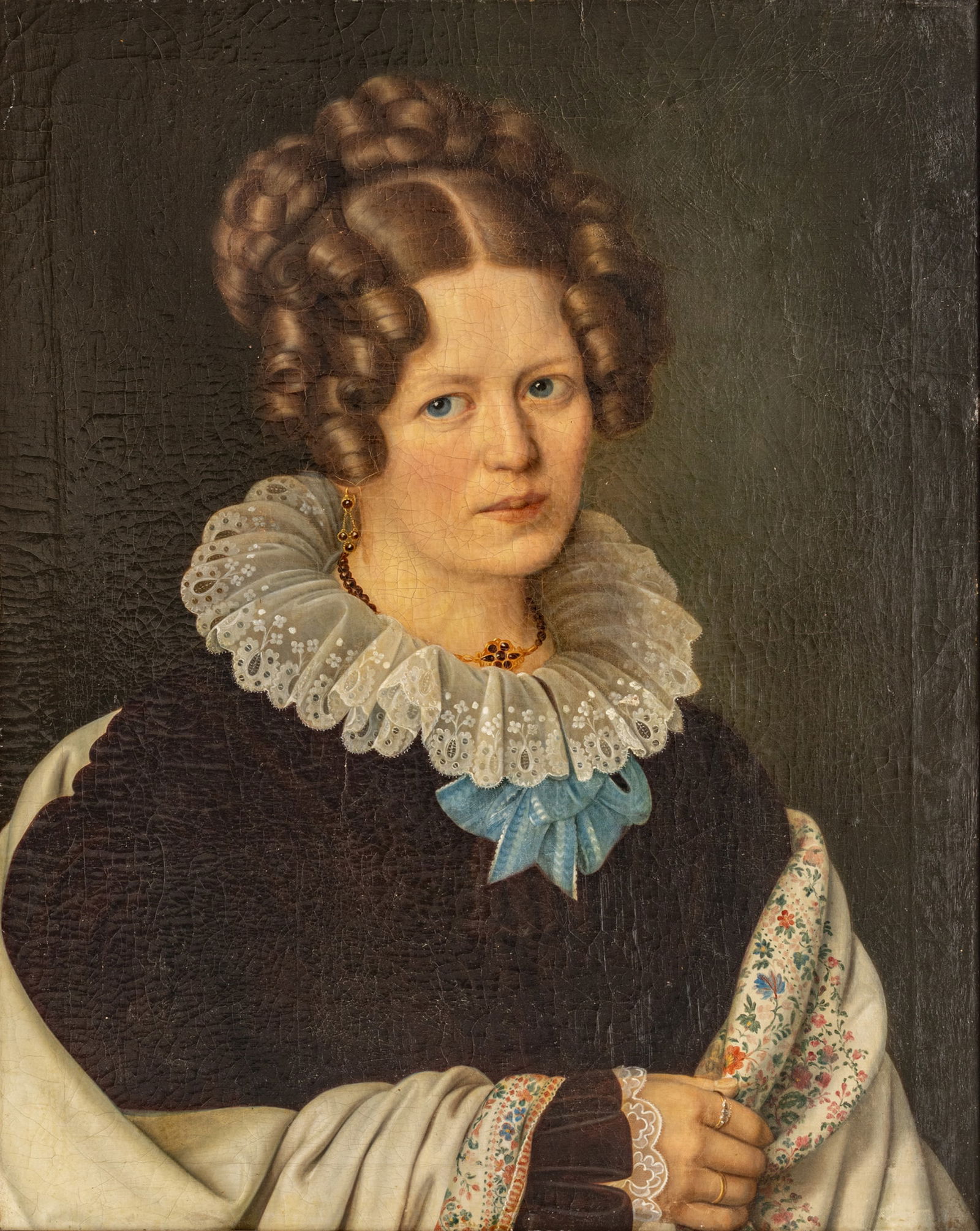German Oil on Canvas 1828, 'Portrait of Mrs. Frederich Küene, Magdeburg, Germany28', SN: 22.25, (1 of 8)