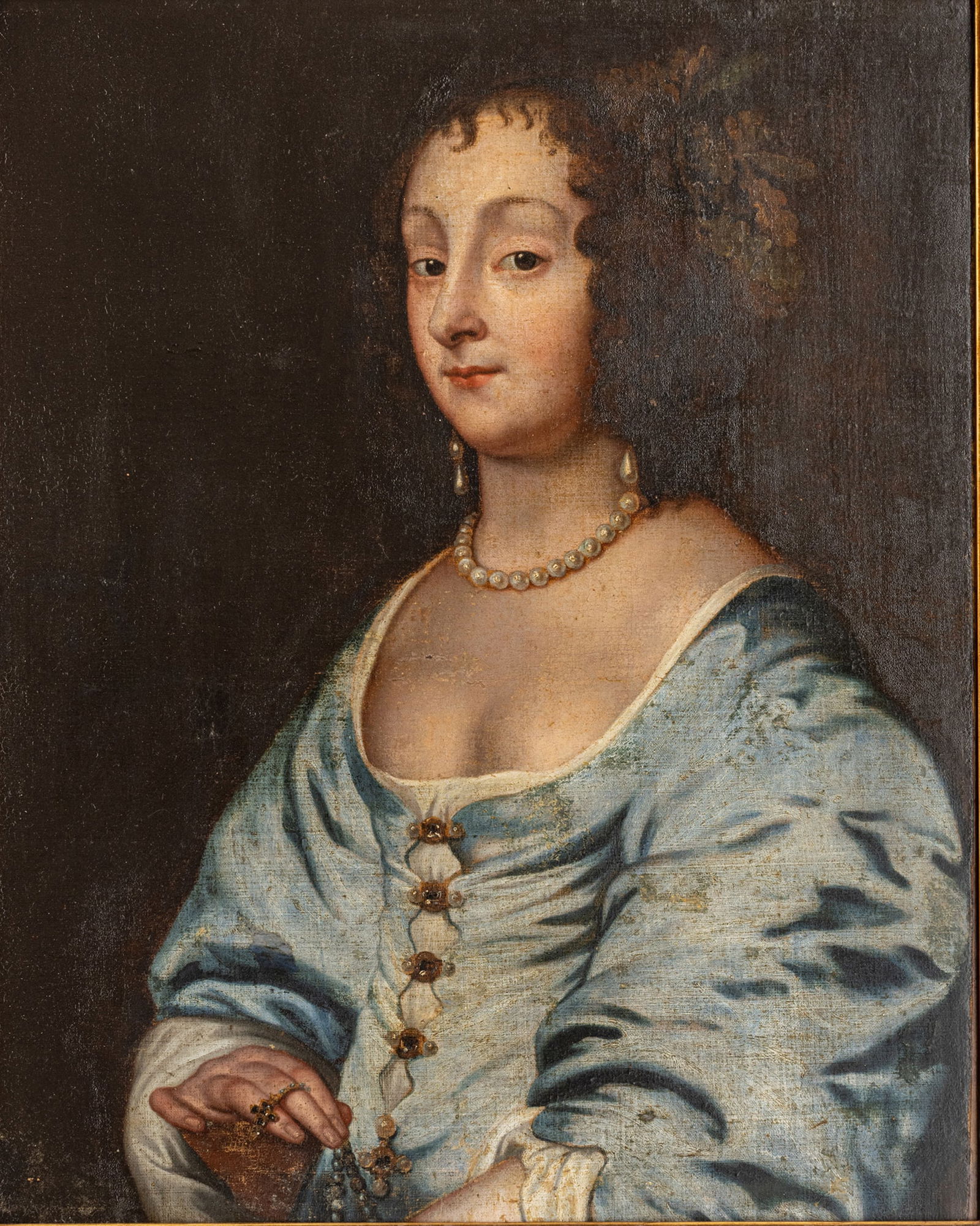 Flemish School Oil on Canvas, Mid 17th C., 'Portrait of a Catholic Noblewoman', H 29.5" W 22.75" (1 of 15)