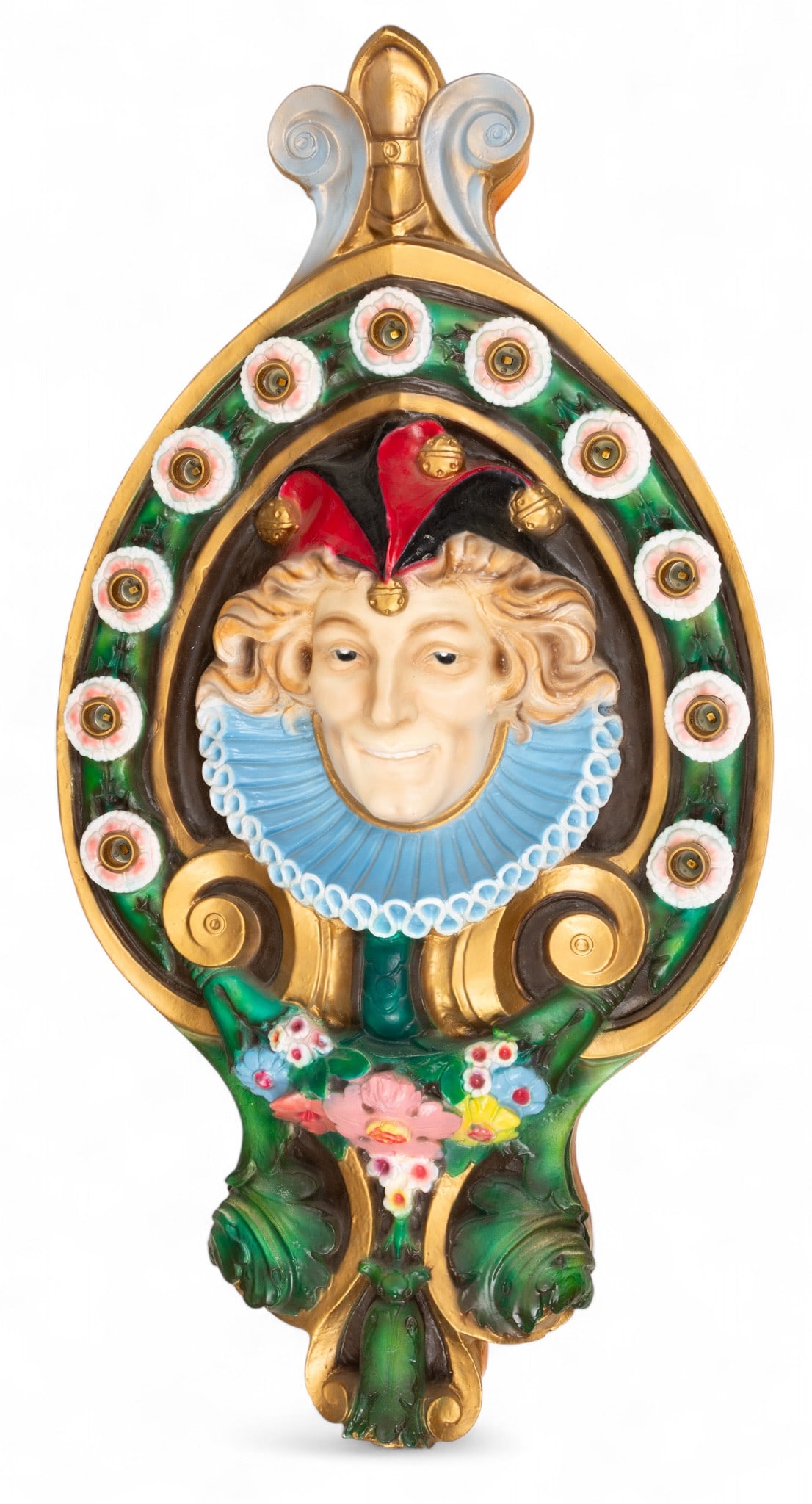 American Cast Plaster Carousel Jester 20th Cen., H 52" W 28" (1 of 6)