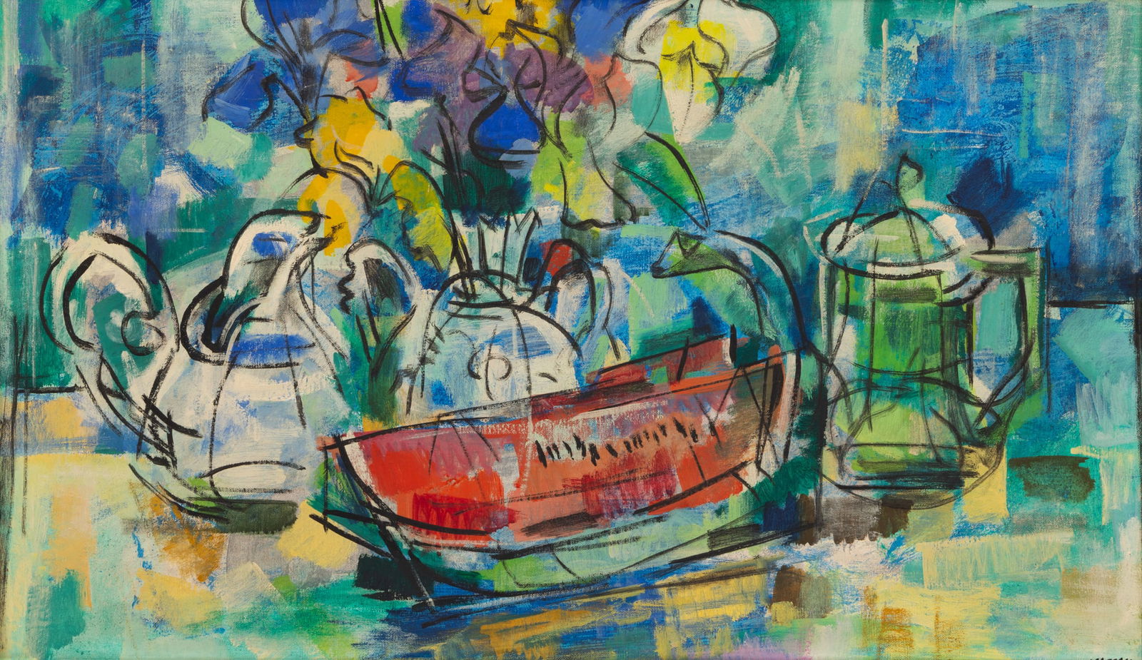 Guy MacCoy (American, 1904-1981) Oil on Canvas 'Still Life: Watermelon', H 20" W 35" Frame Size: H (1 of 5)