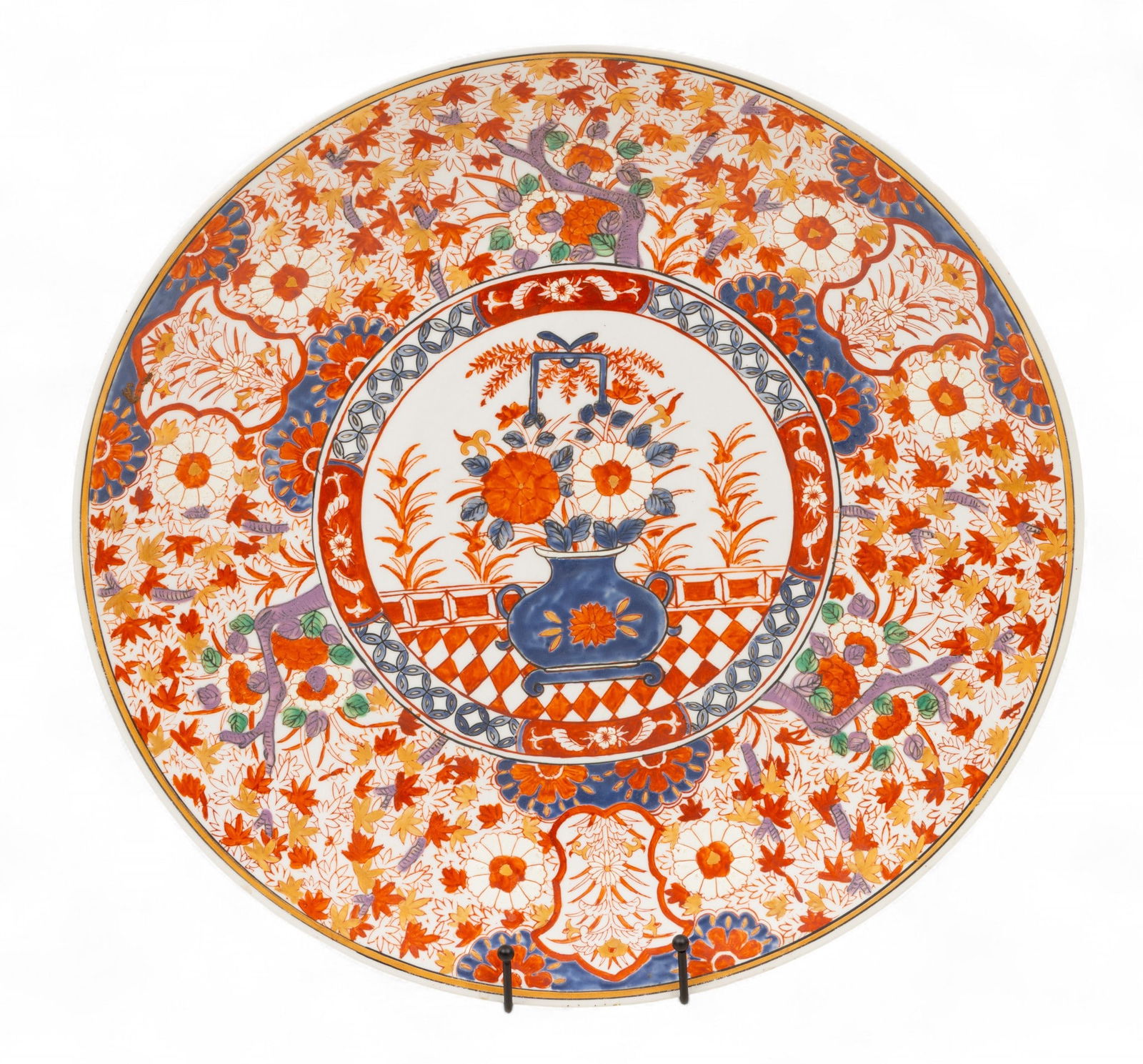 Japanese Imari Porcelain Magnum Size Charger, Meiji Period, Dia. 18" (1 of 3)