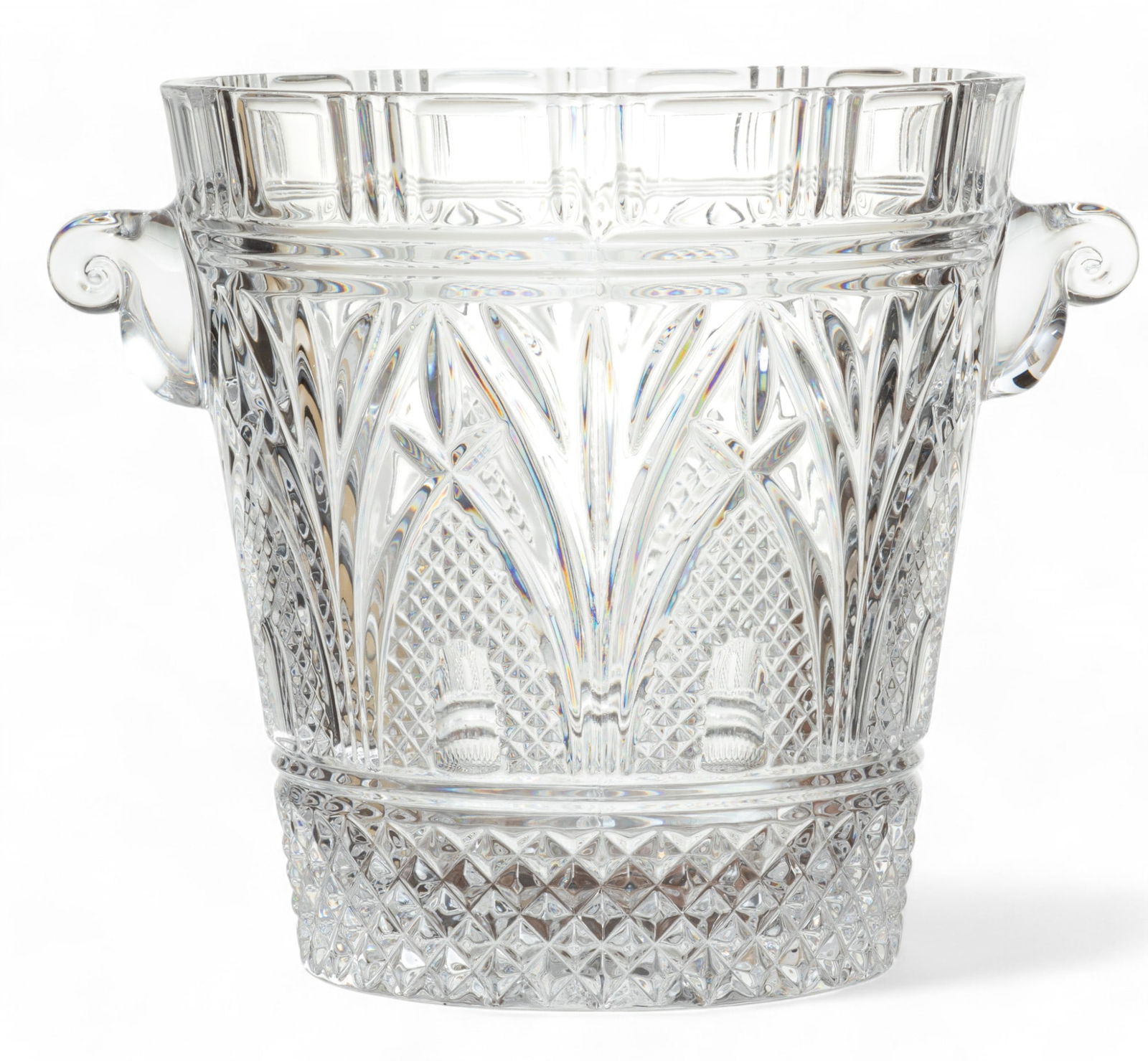 Crystal Champagne Bucket or Vase, Side Handles, Ca. 2000, H 10" W 9.5" (1 of 2)