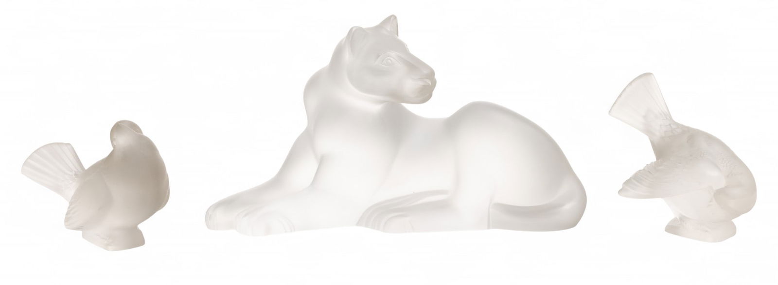 Lalique (French) Frosted Crystal Birds and Lioness 3 PCS (1 of 7)