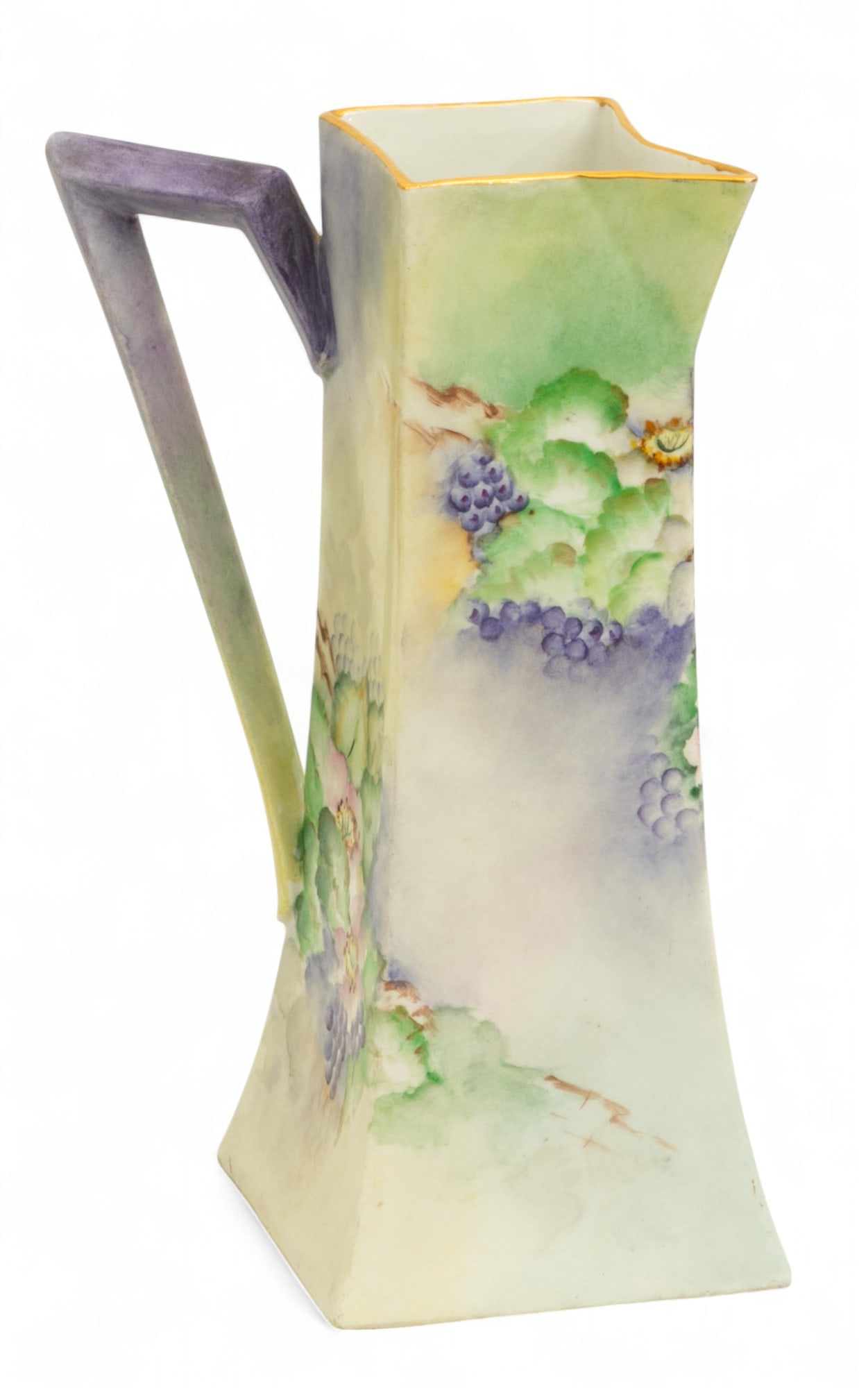 B & G Limoge (French) Hand Painted Porcelain Pitcher 1903, H 11.25" L 7.75" (1 of 6)