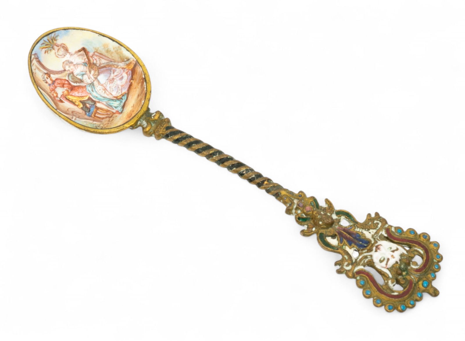 Austrian Enameled Souvenir Spoon, Ca. 1900, L 4.25" (1 of 2)
