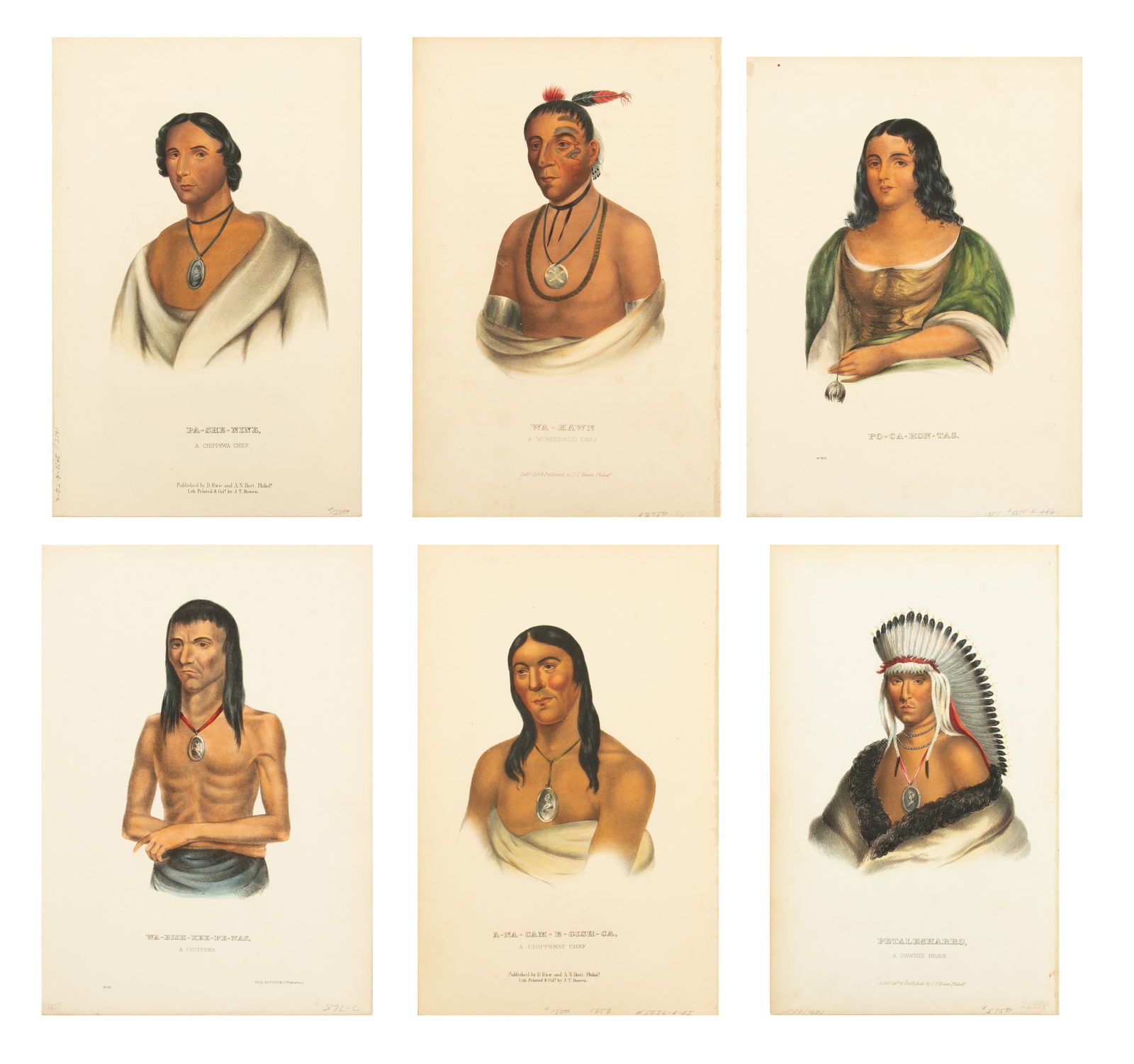 John T. Bowen (English-American, 1801-1856) Hand Colored Lithographs on Paper, Ca. Mid 19th C., (1 of 13)