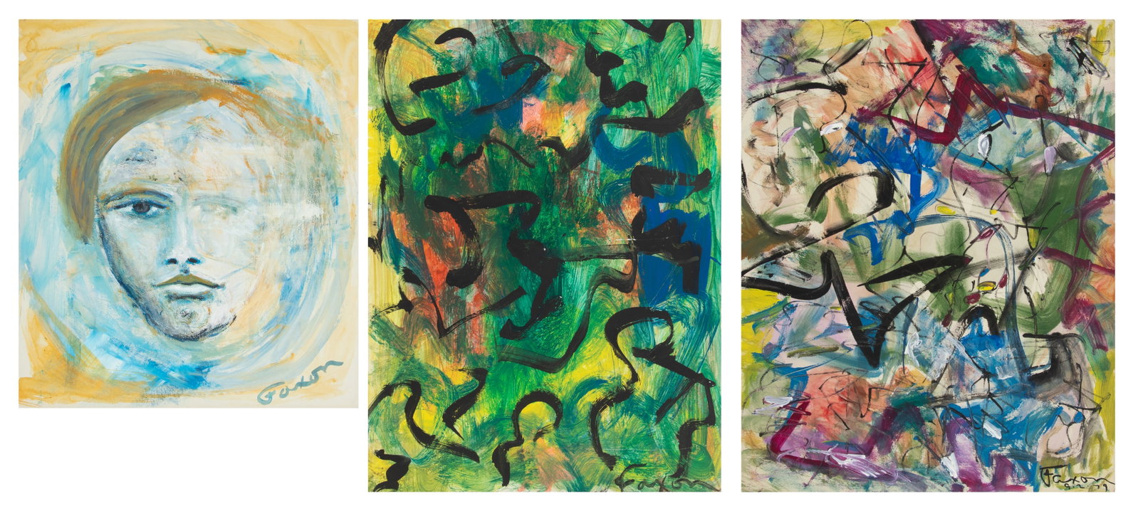 Jack Faxon (American, 1936-2020) Gouache 'Abstract', H 27" W 20" 3 PCS: Jack Faxon (American, 1936-2020) Gouache 'Abstract', H 27" W 20" 3 PCS Good. Dimensions: H 27" W 20" 3 PCS