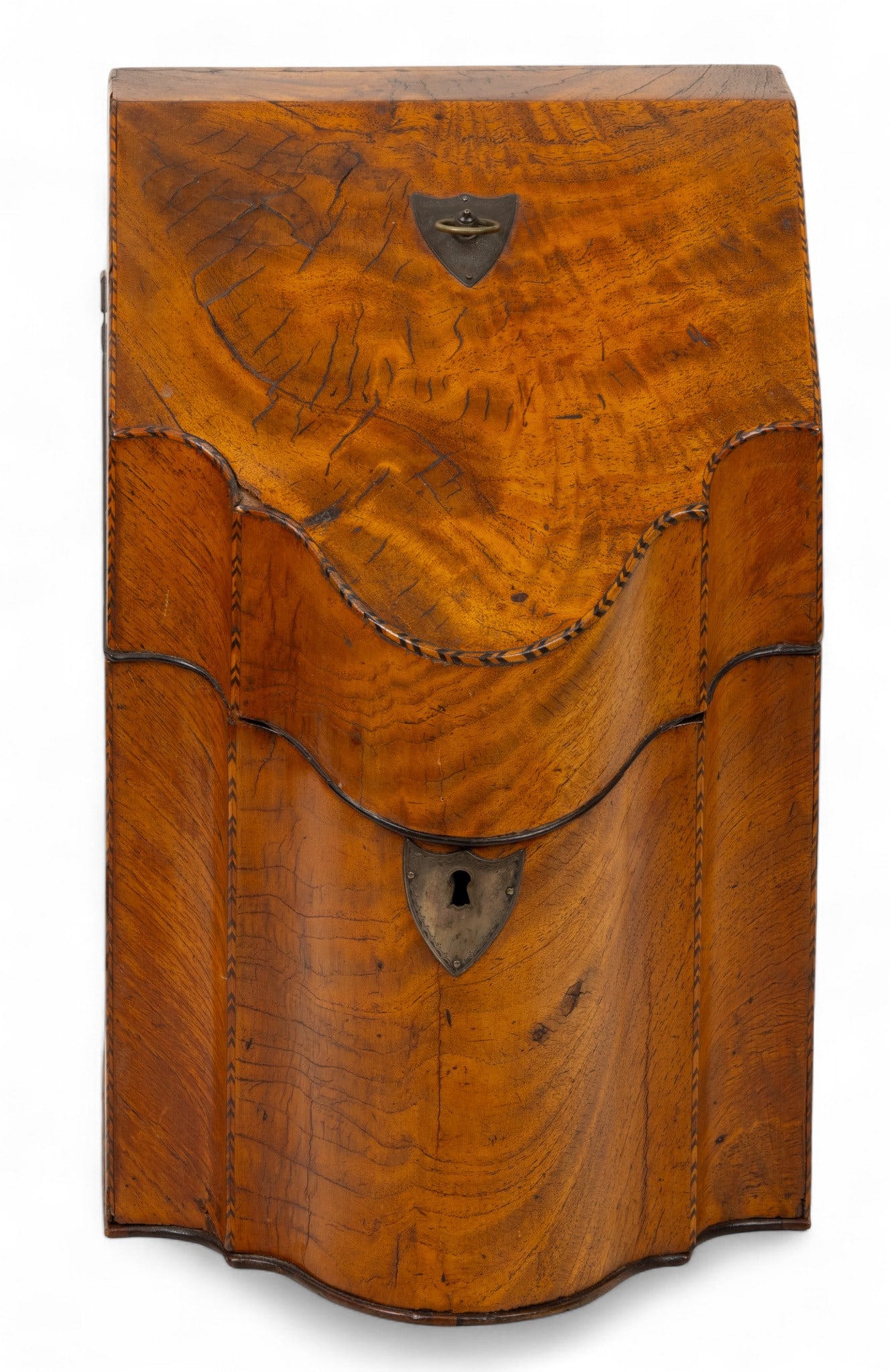 English Carved Mahogany Knife Box 19th Cen., H 14" W 9" Depth 11" (1 of 5)