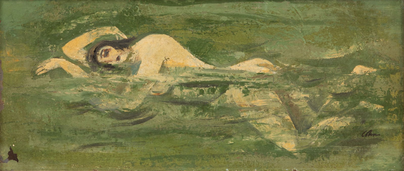 Harold Cohn (American/Michigan, 1908-1982) Oil on Canvas H 8" W 18" Frame Size: H 12.5" W 22.25" (1 of 5)