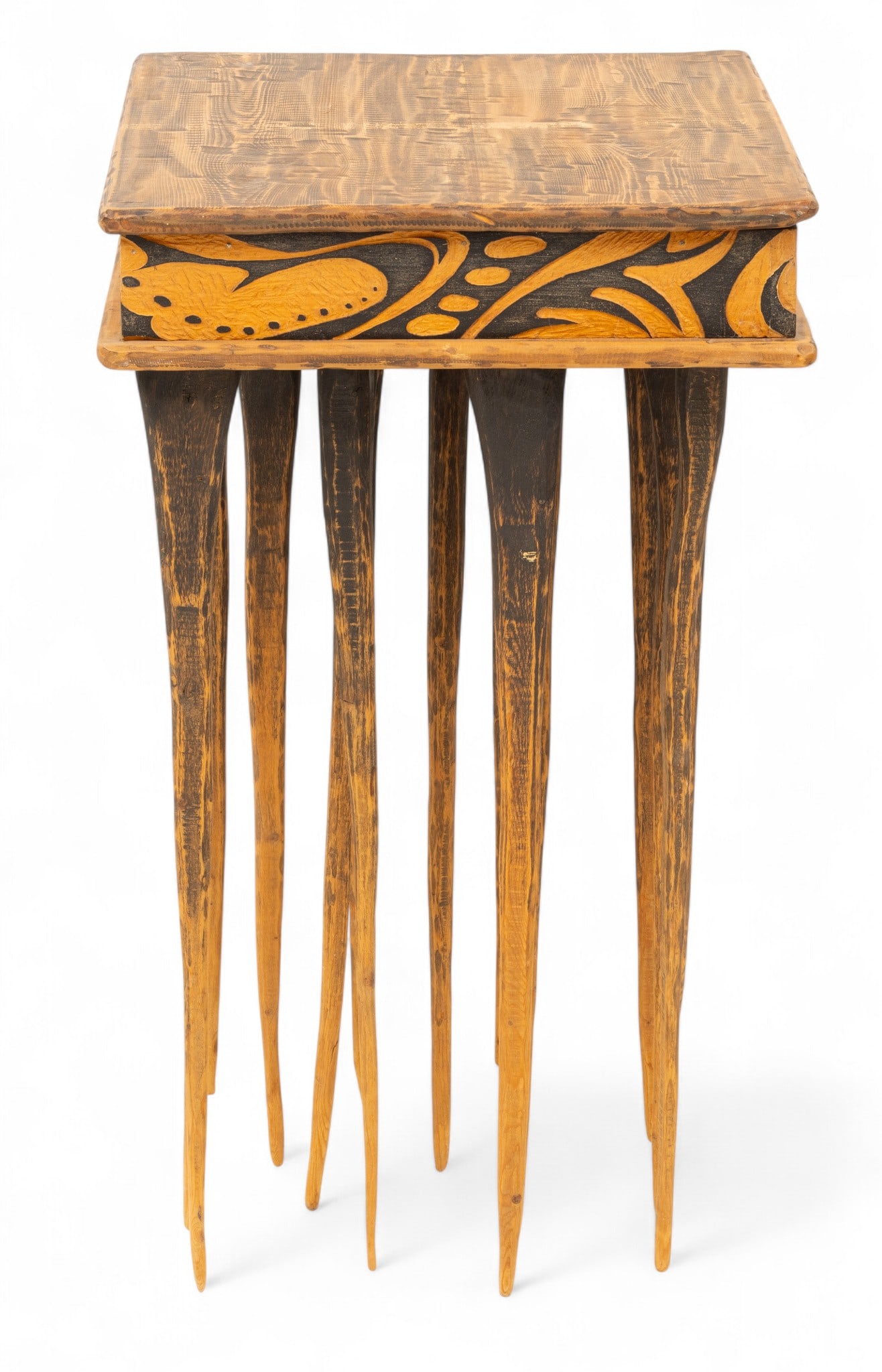 Handcrafted Rustic Wooden End Table H 34.5" W 19" L 19" (1 of 5)