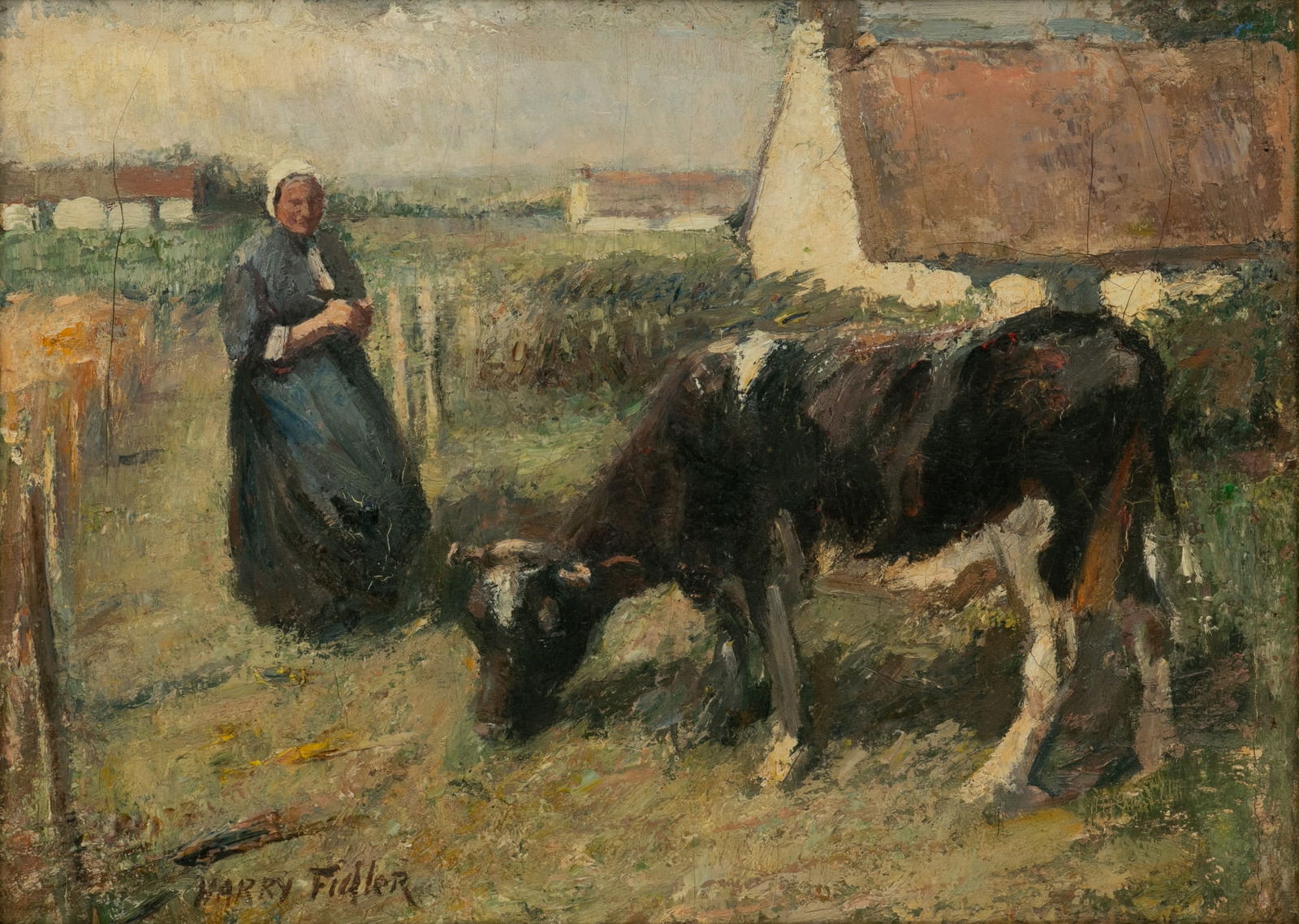 Harry Fidler (British, 1856-1935) Oil on Canvas, Ca. 1880, 'Away in Ross-shire', H 15" W 21" Frame (1 of 5)