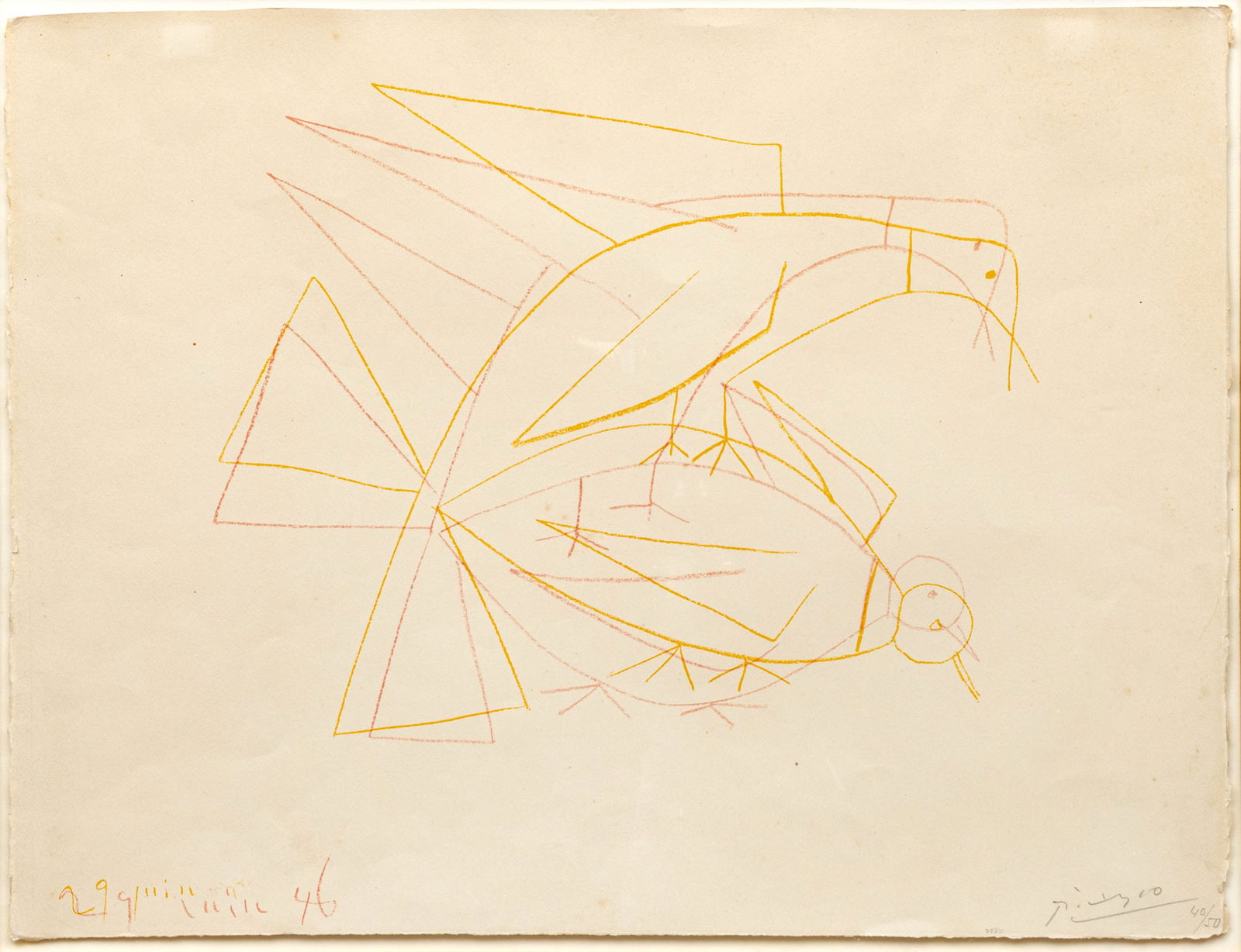 Pablo Picasso (Spanish, 1881-1973) Lithograph in Colors on Arches Wove Paper, Ca. 1946, 'Les Deux (1 of 9)