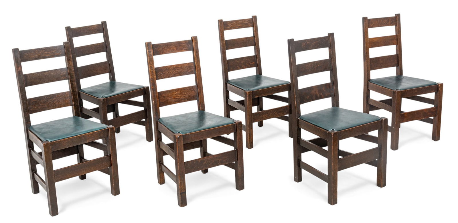 Quaint Furniture by Stickley Brothers Mission Style Oak Side Chairs 1920-1930, H 37.5" W 18" Depth (1 of 7)