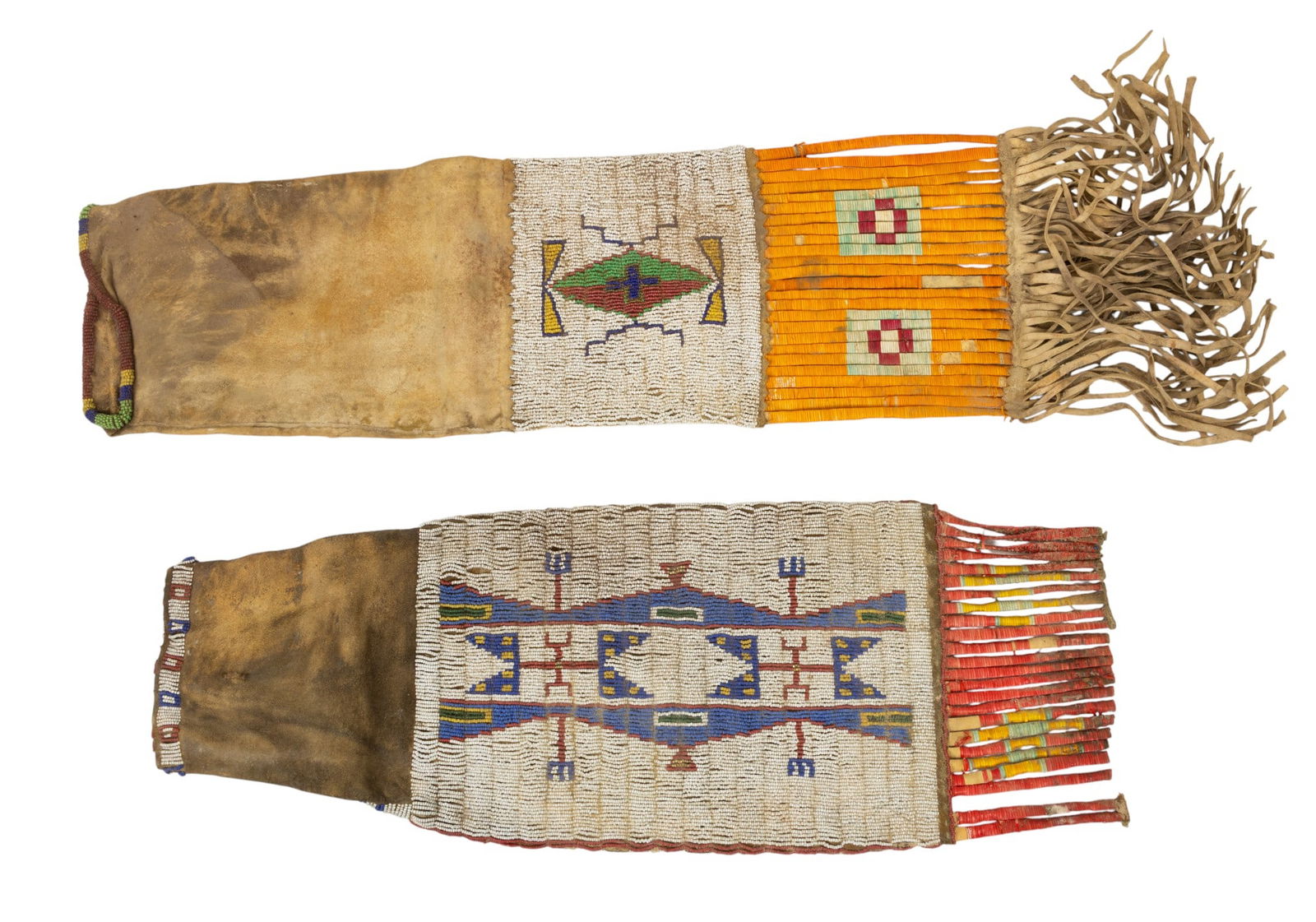 Sioux Native American Beaded Hide and Quillwork Pipe Bags, 2 PCS (1 of 2)