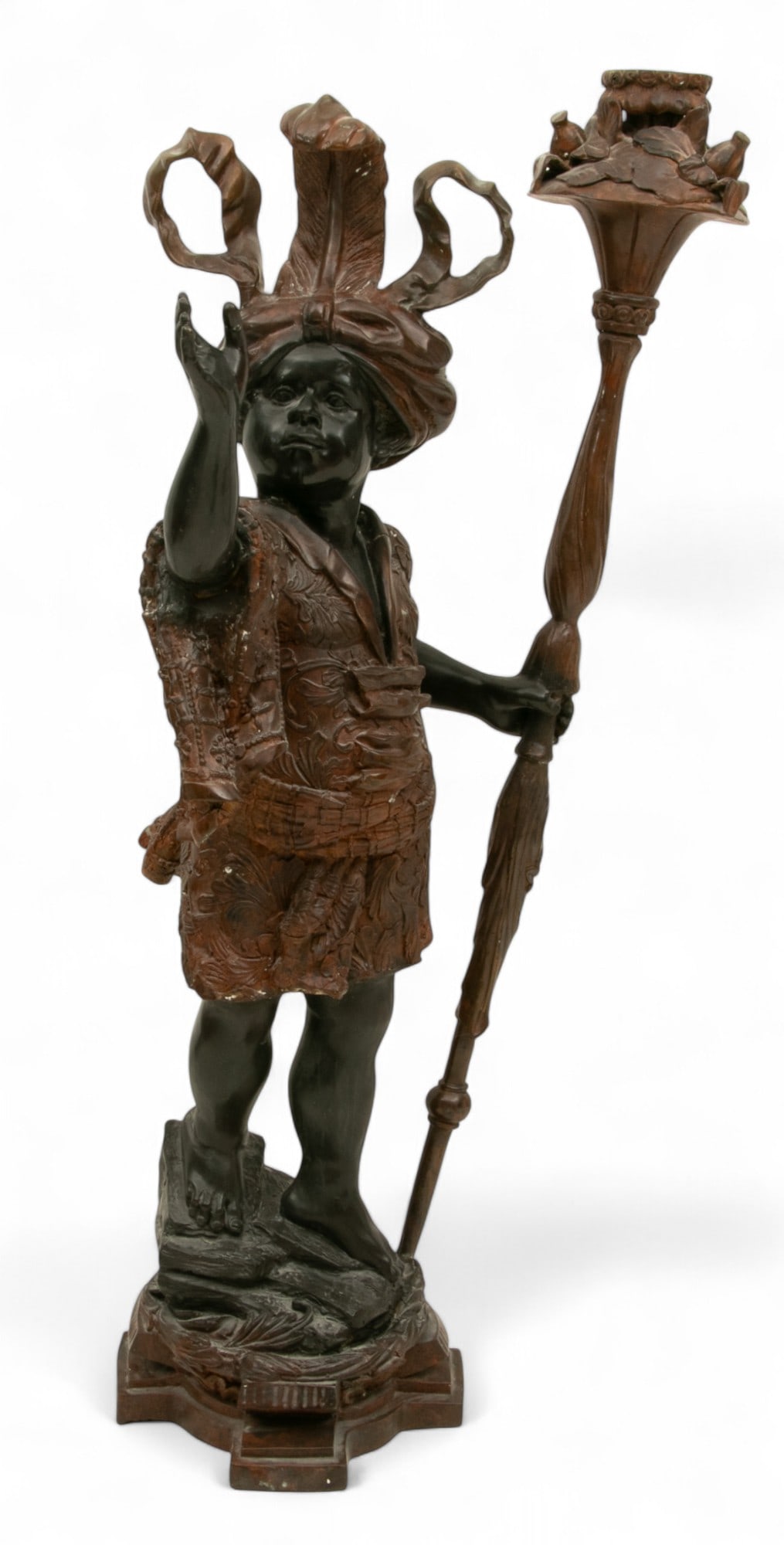 Venetian Style Bronze Palazzo Size Blackamoor Statue Late 20th C., H 55" W 29" Depth 14" (1 of 5)
