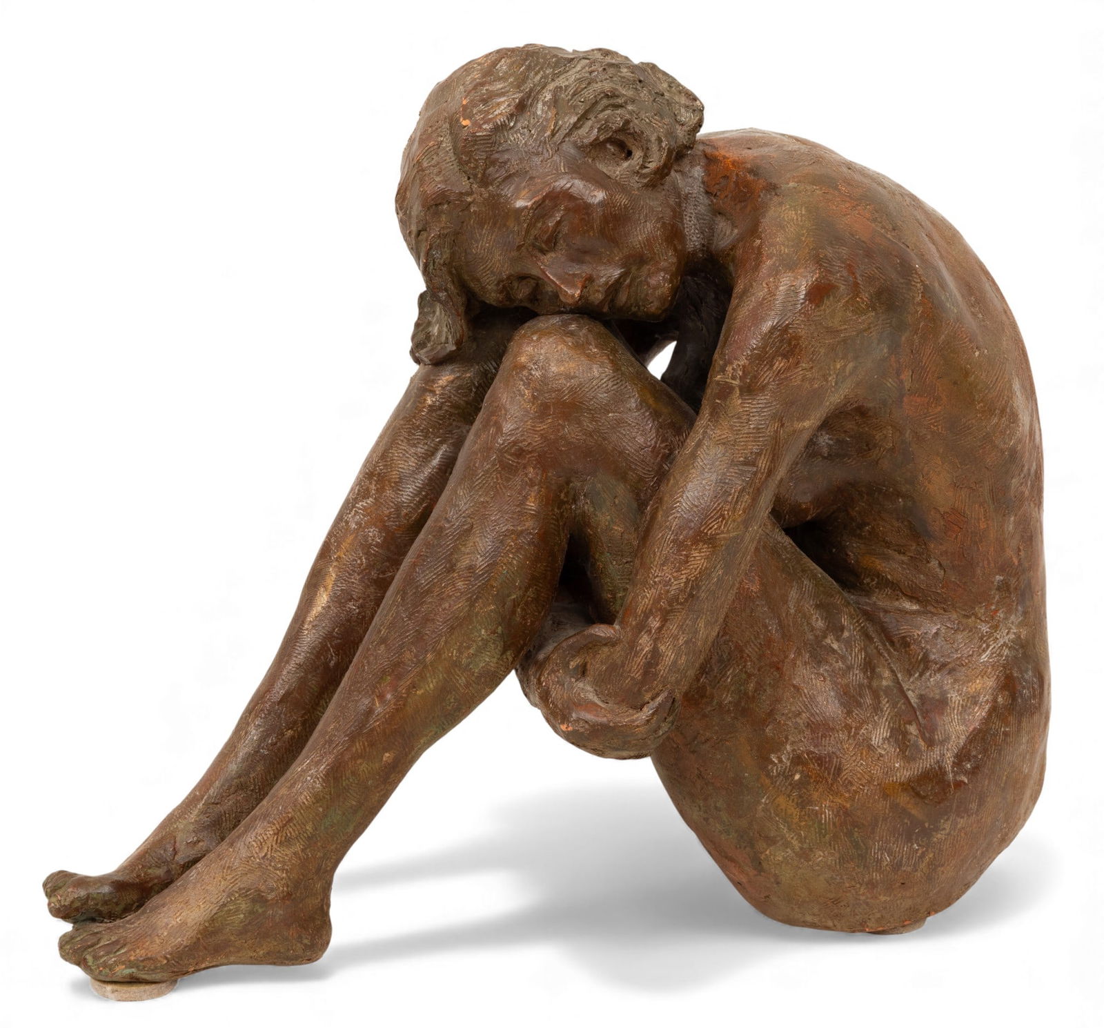 Signed Thurber Terra Cotta Nude Female Sculpture H 10.25" W 7" L 12" (1 of 4)