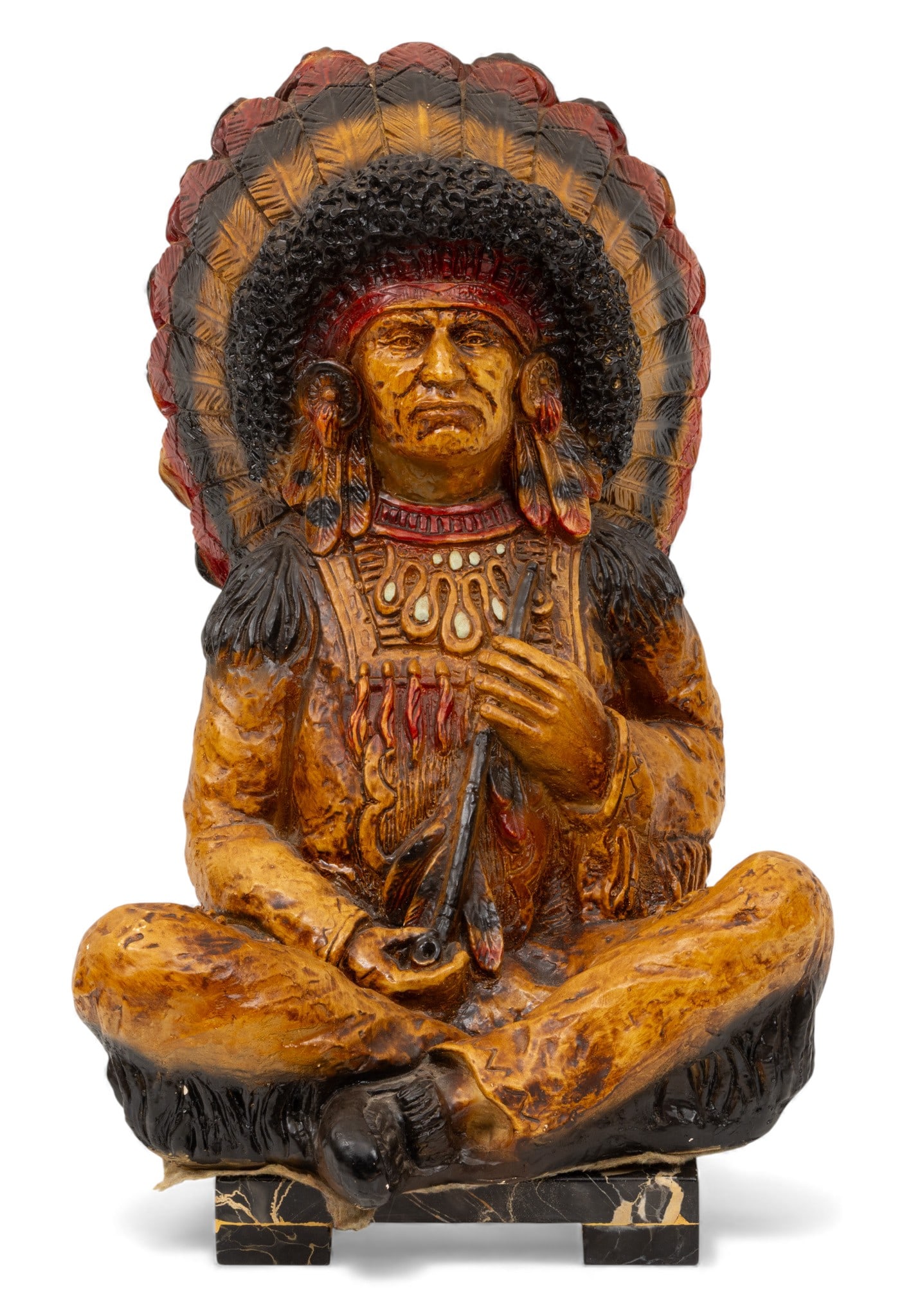 Seated Indian Chief Sculpture 2 PCS (1 of 5)