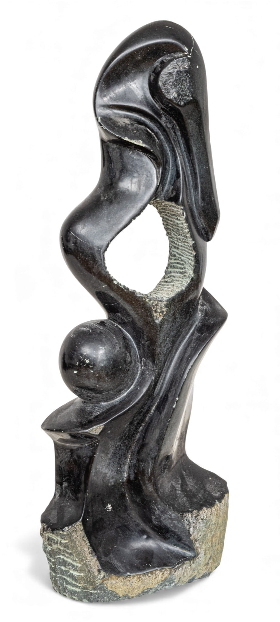 Shona Carved Stone Sculpture of a Pelican, H 28" W 4" L 11" (1 of 9)