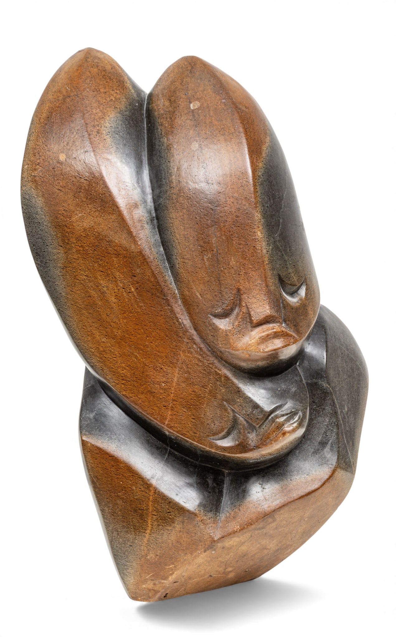 Carved Stone Mother & Child Sculpture H 20.5" W 12" Depth 7" (1 of 8)