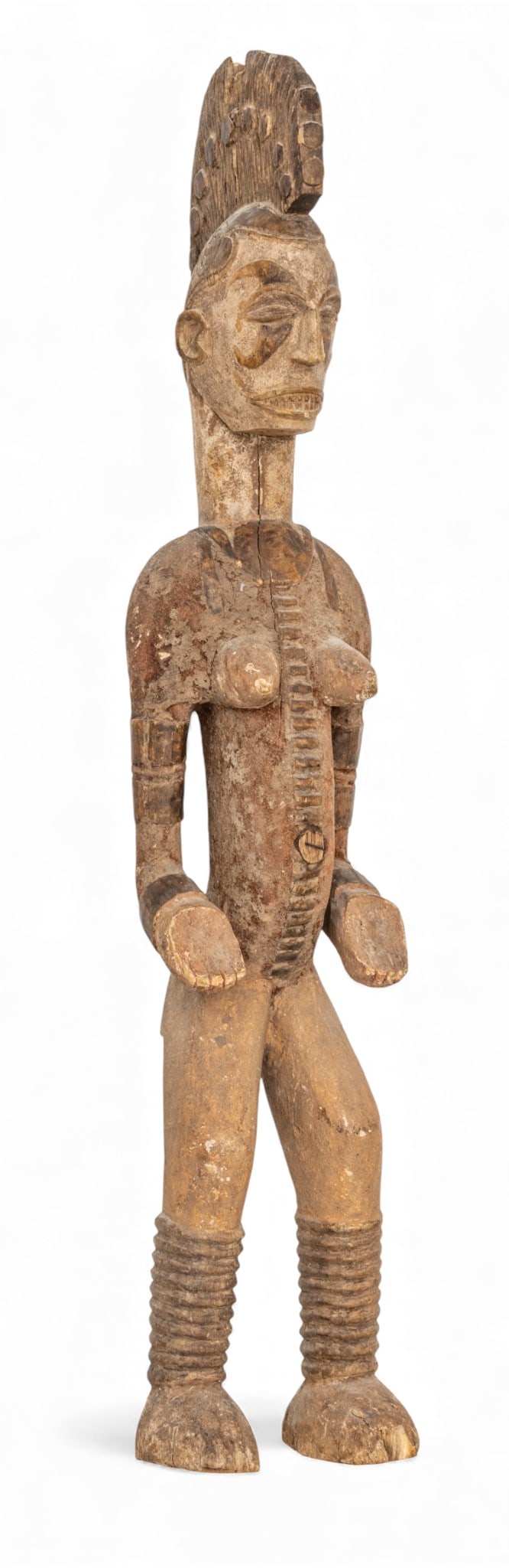 Igbo (Nigeria) Carved Wood Female Shrine Figure (Alusi) H 55" W 10" Depth 10" (1 of 9)