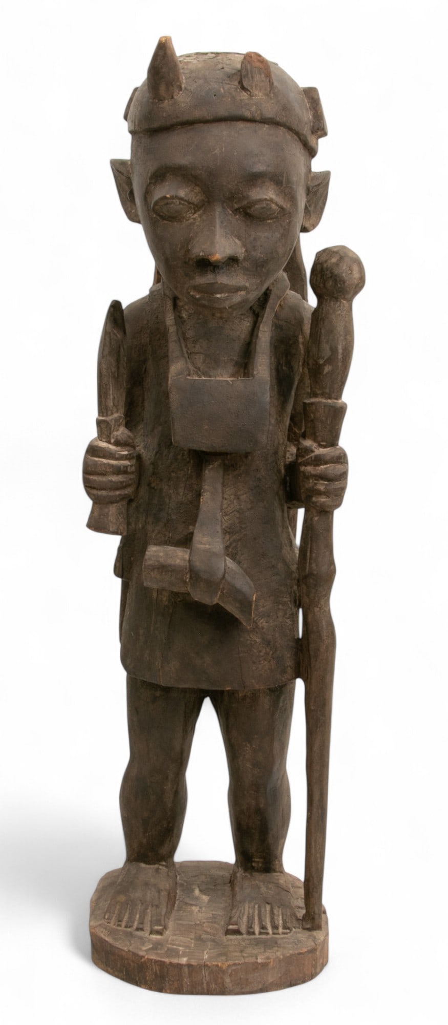 Malinke/Mandinka (Guinea) Carved Wood Male Figure H 32" W 9" L 9.5" (1 of 4)