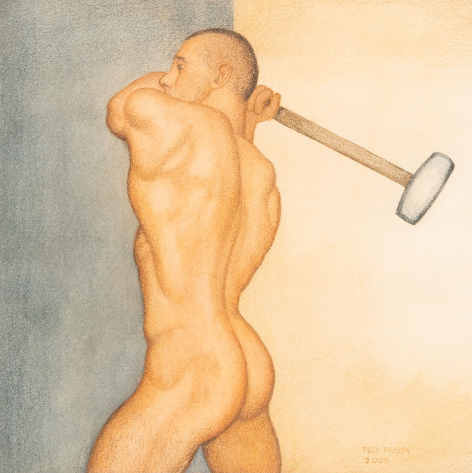 Ted Fusby (American, B. 1943) Graphite and Watercolor on Paper 2005, 'Hammer', H 9.75" W 9.75" Frame (1 of 6)