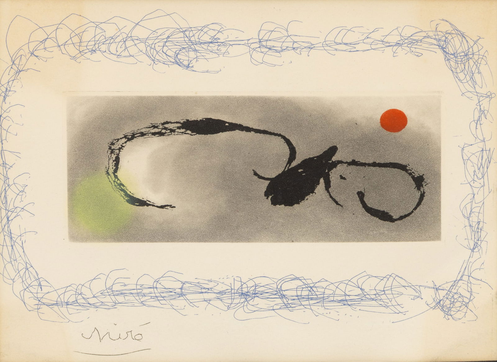 Joan Miro (Spanish, 1893-1893) Etching with Aquatint on Wove Paper 1965, 'Plate 8 from Heraclitus of (1 of 4)